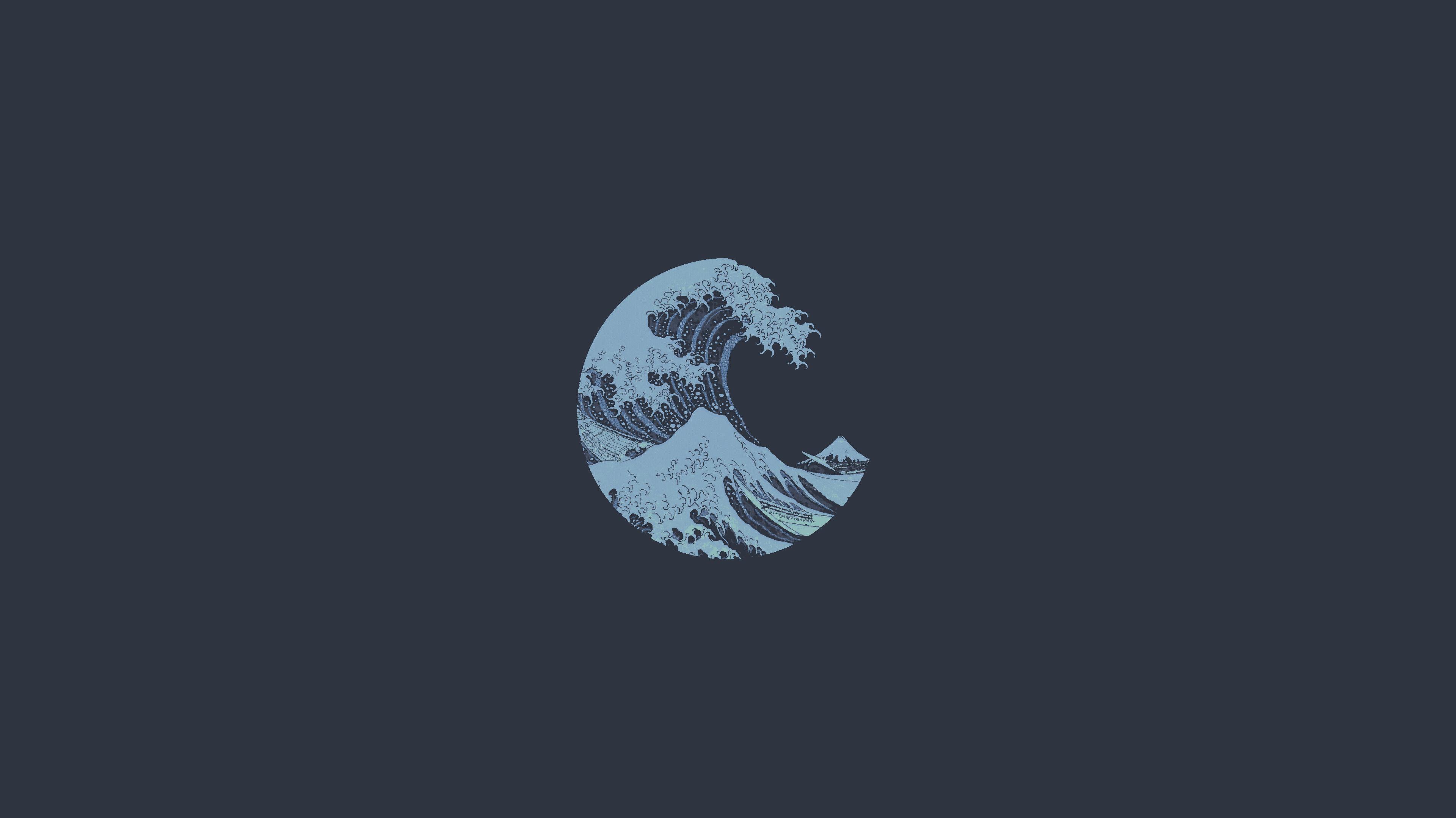 The Great Wave Off Kanagawa Minimalism Waves Simple Background Nord Theme 3840x2160