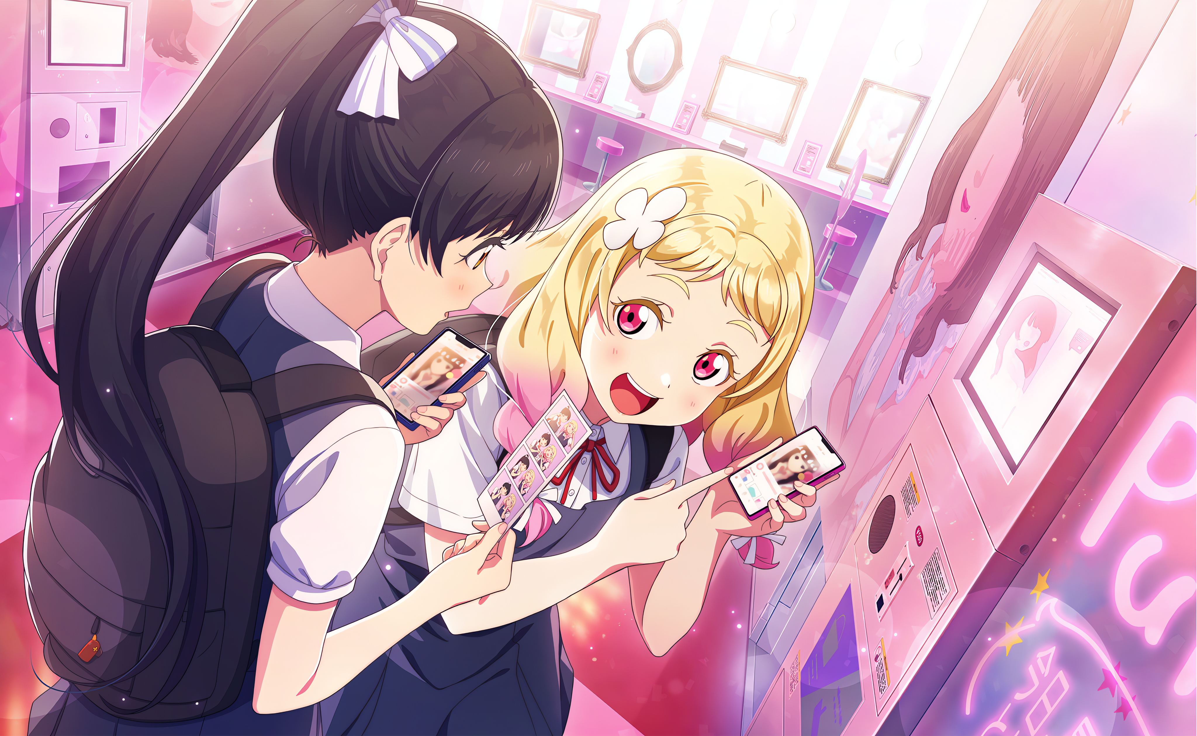 Love Live Sunshine Love Live Anime Anime Girls Ponytail Backpacks Phone Pictures Machine Gradient Ha 4096x2520