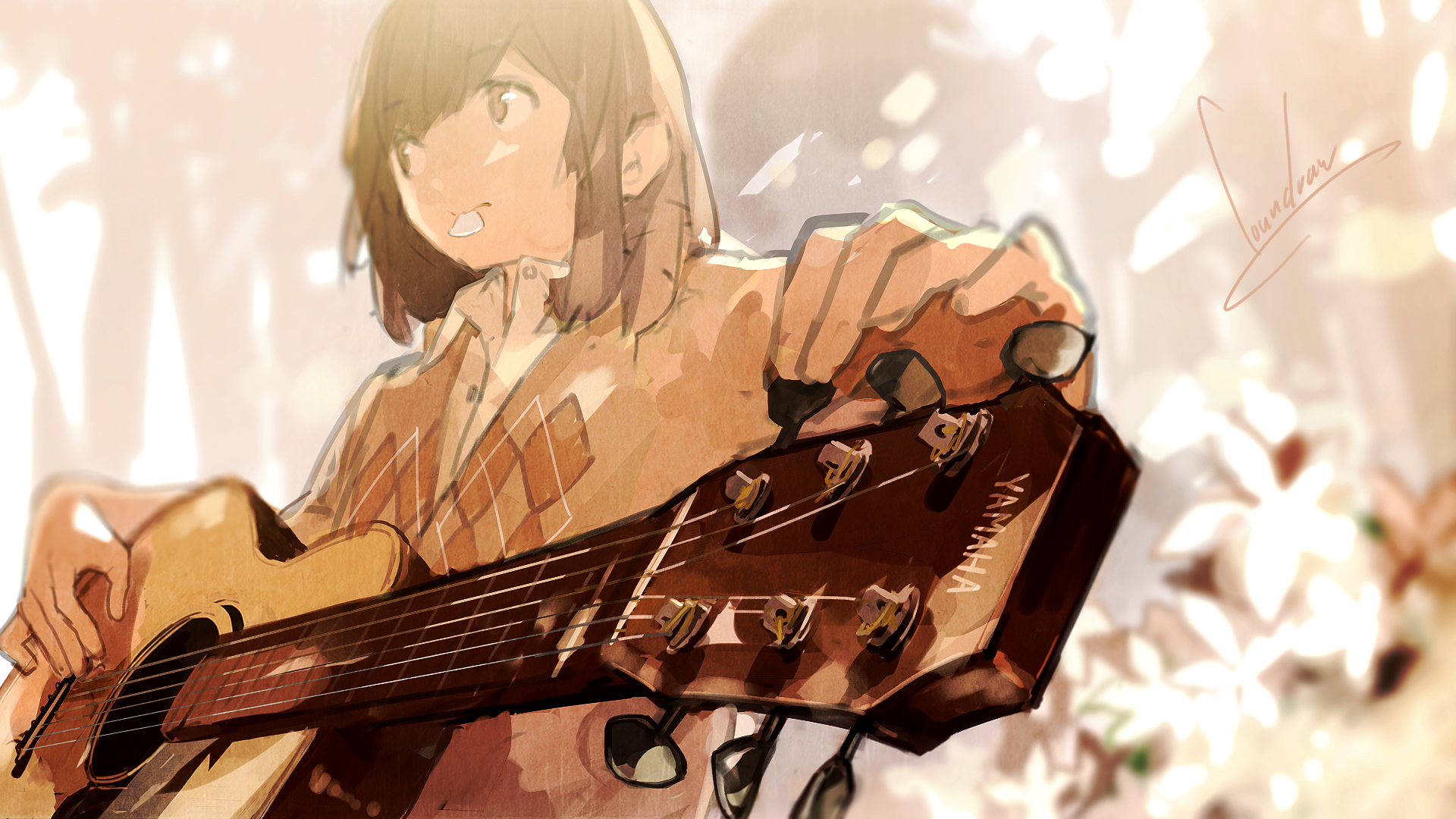 Loundraw Anime Girls Guitar Short Hair 1920x1080