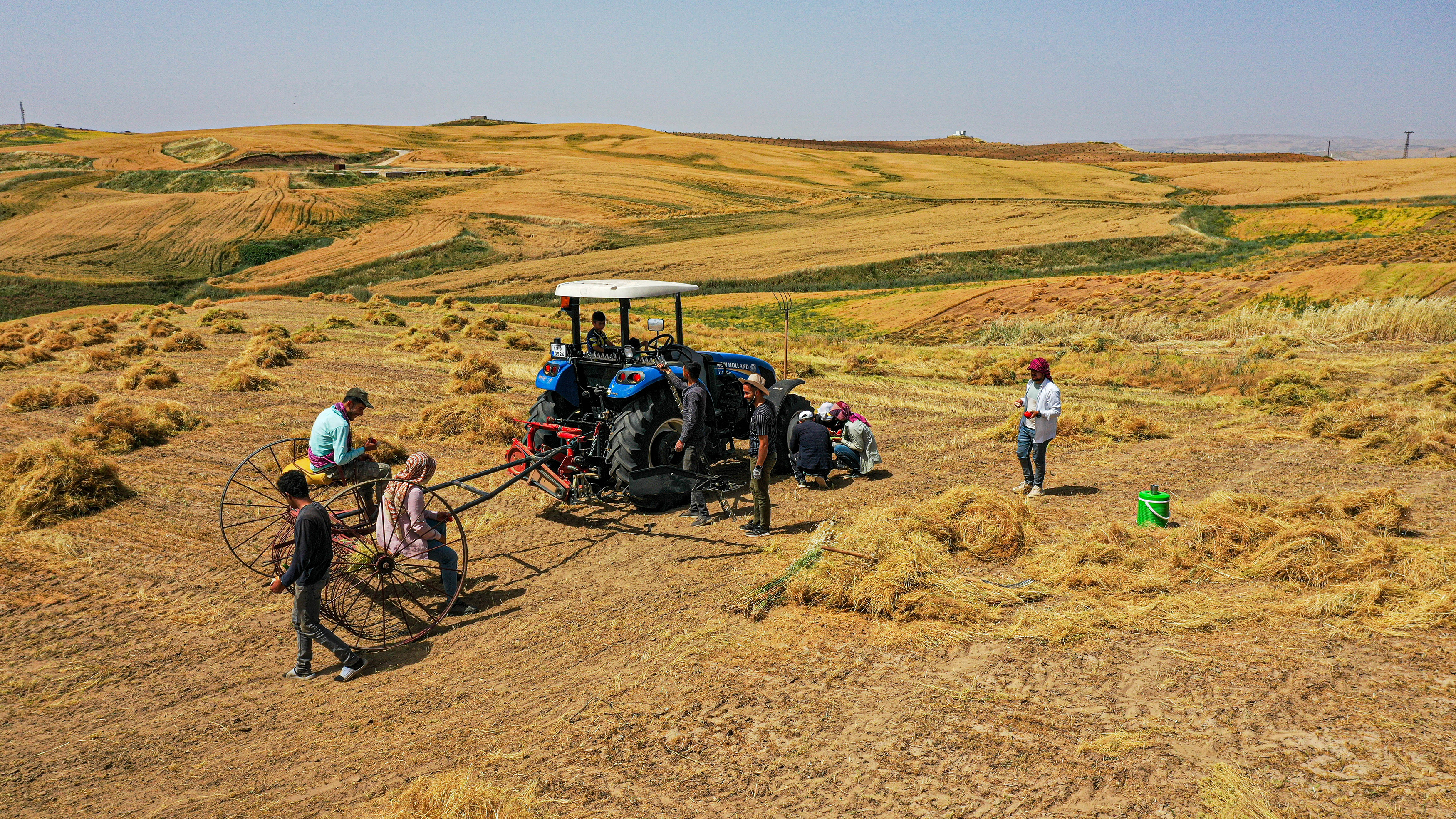 Farmers Nature Tractors People Work Agriculture Vehicle Turkey Landscape Field Daylight Hat Gloves S 3500x1969