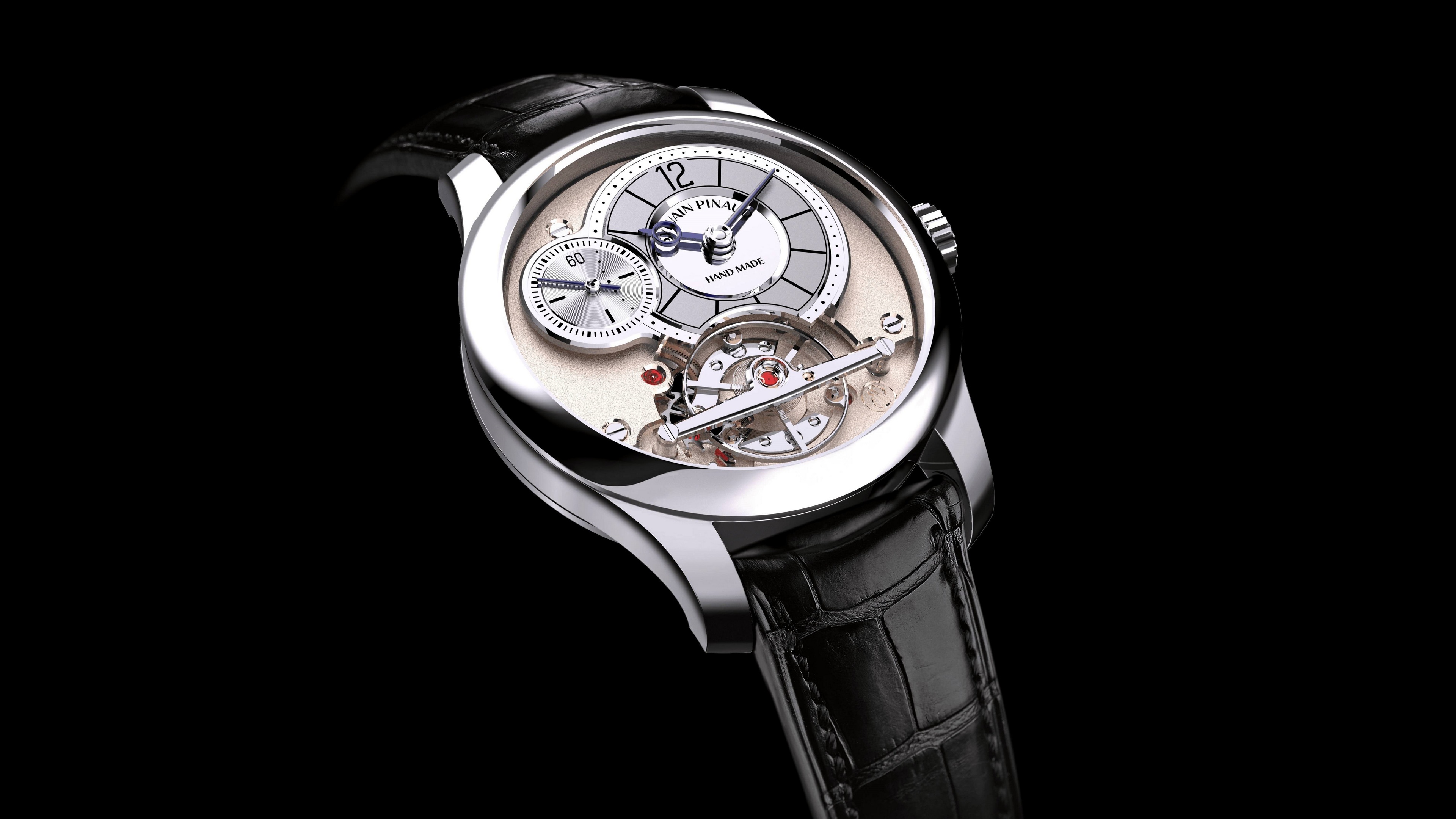 Sylvain Pinaud Wristwatch Luxury Watches Watch Simple Background Black Background Minimalism 3840x2160