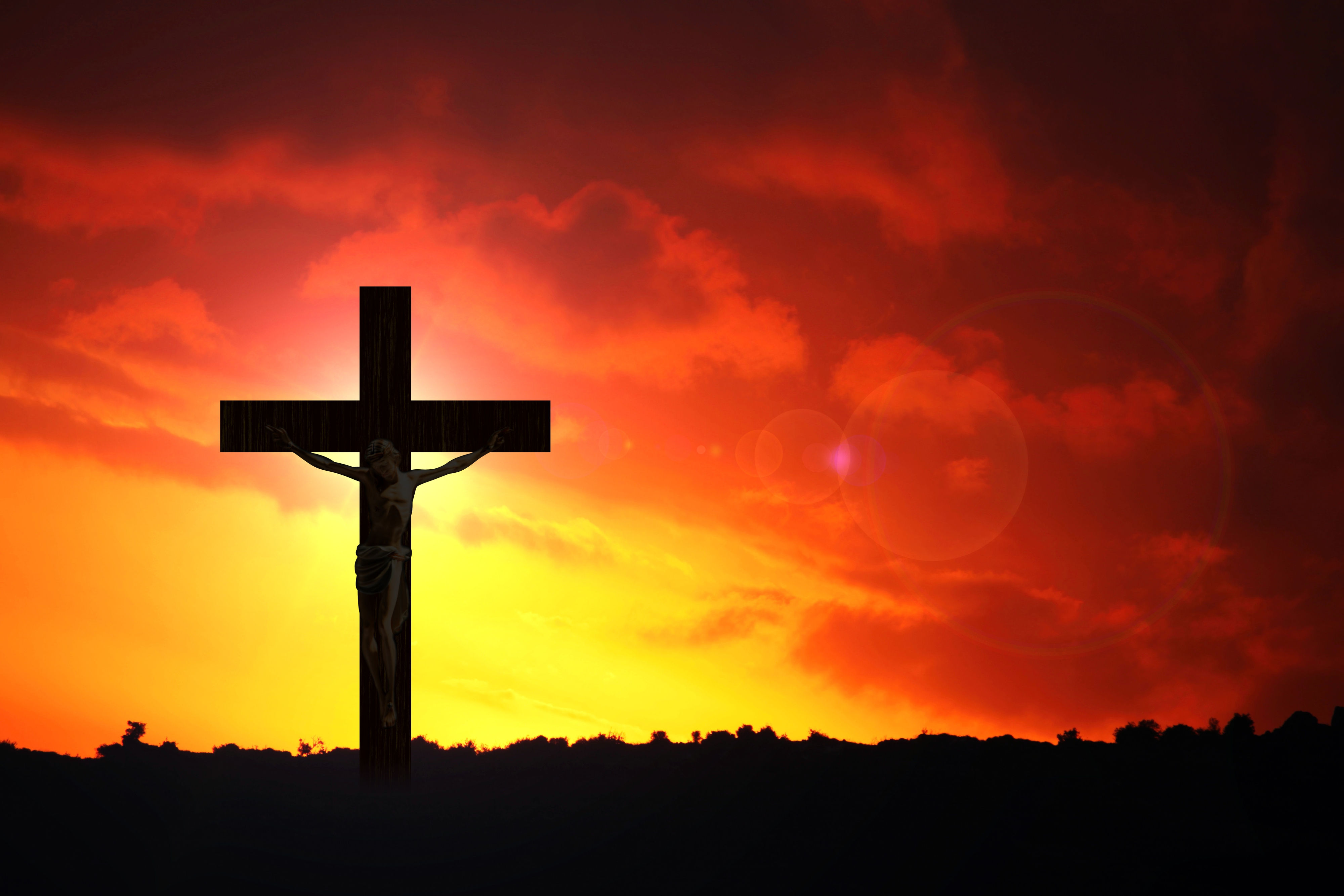 Jesus Christ Religion Silhouette Crucifix Cross Sunset 4000x2667
