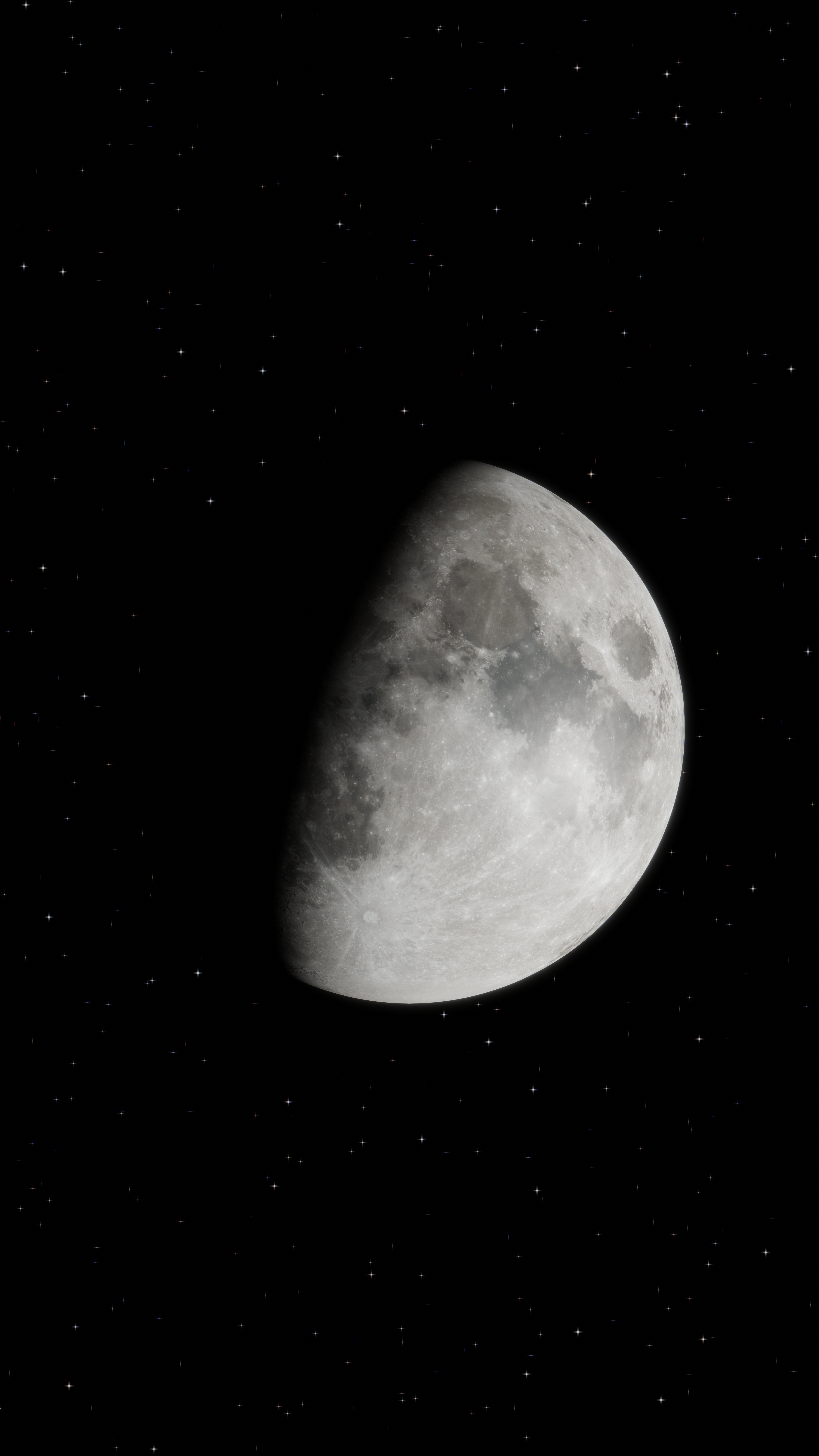 Moon Night Stars Shadow Sky Space Vertical 4320x7680