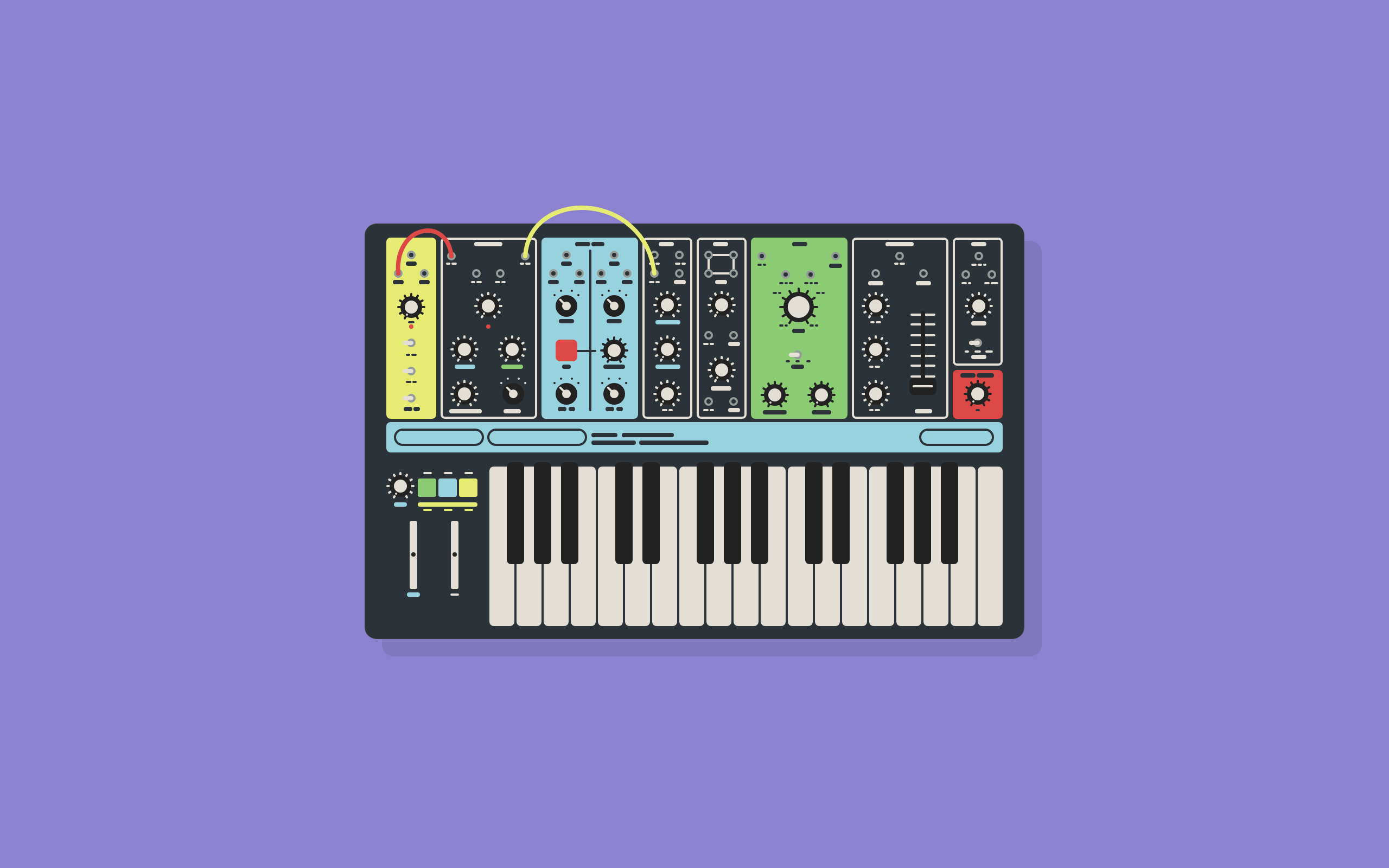 Moog Jacob DeBenedetto Synthesizer Music Minimalism Purple Background Audio Technica Digital Art Sim 2560x1600