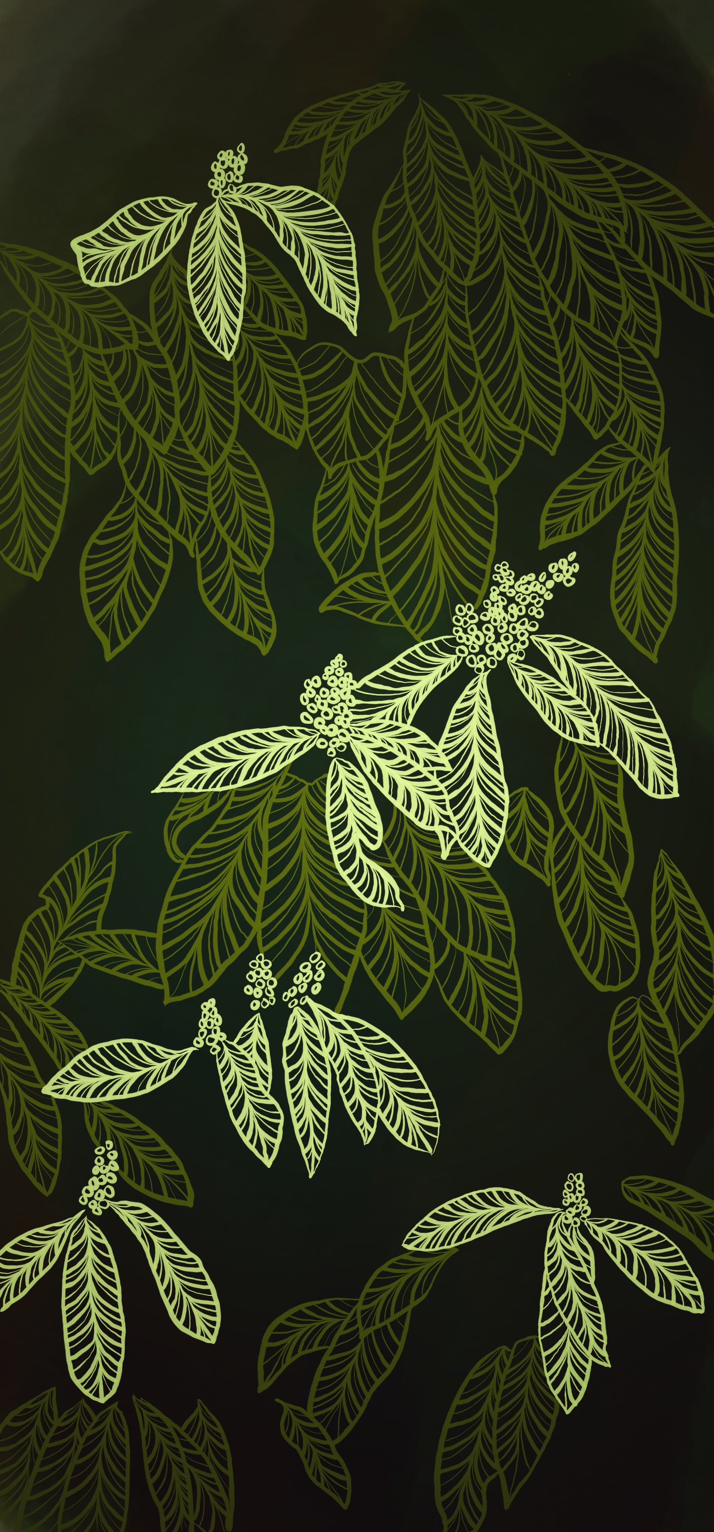 Plants Vertical Nature Green Leaves Simple Background 1440x3088