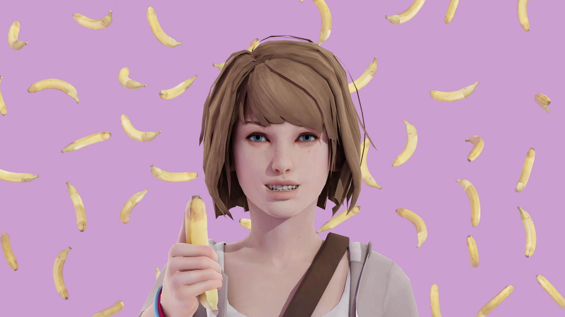 Max Caulfield Bananas Video Game Characters Video Games PC Gaming Blue Eyes Bob Hairstyle Brunette C 1920x1080