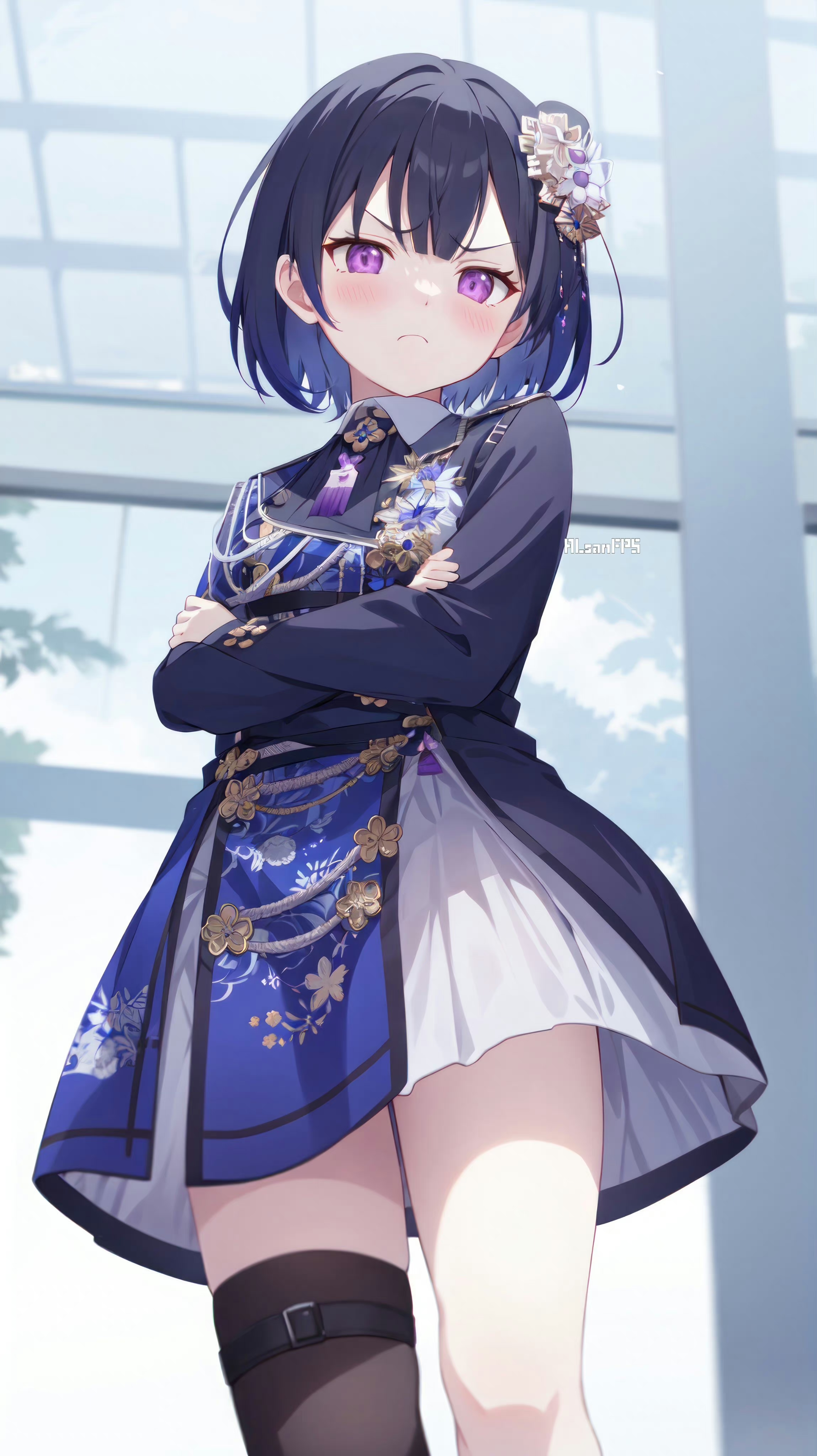 Anime Anime Girls Ichinose Uruha Dress Virtual Youtuber Blushing Arms Crossed Short Hair Looking At  2297x4096