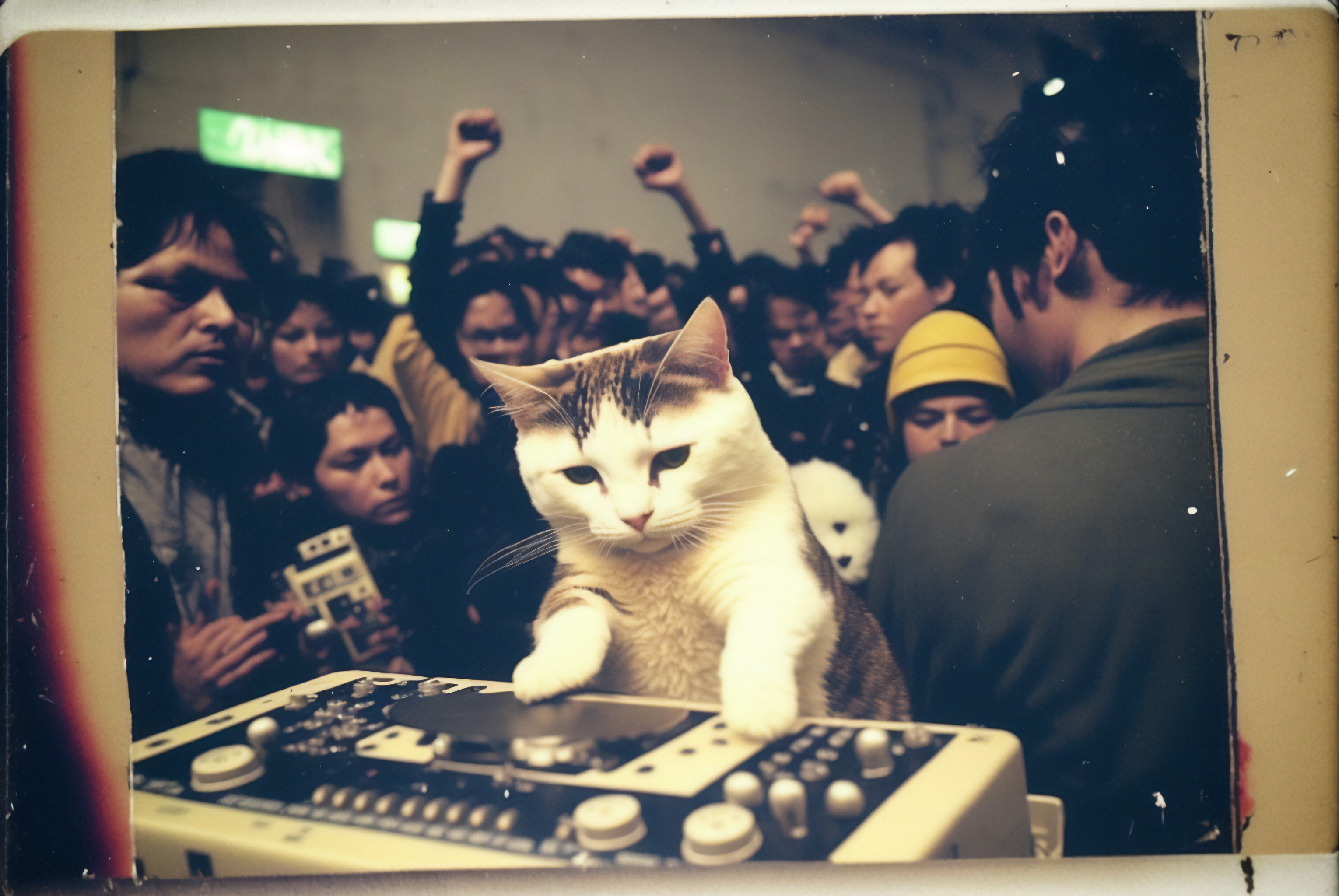 Ai Art Cats Disc Jockey Party Room Polaroid Photo Frame Animals 3060x2048