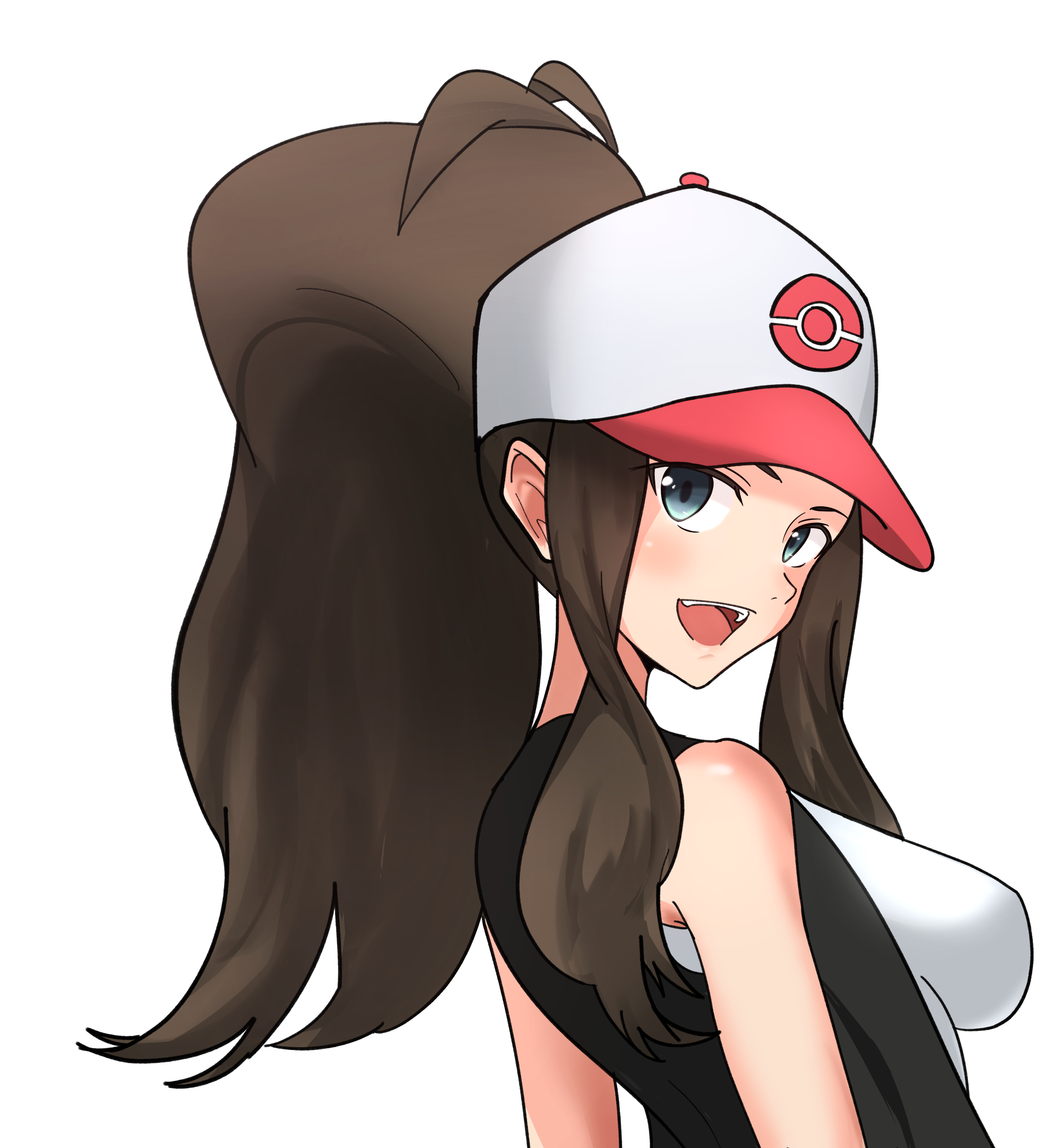 Anime Anime Girls Pokemon Hilda Pokemon Long Hair Ponytail Brunette Solo Artwork Digital Art Fan Art 2894x3125