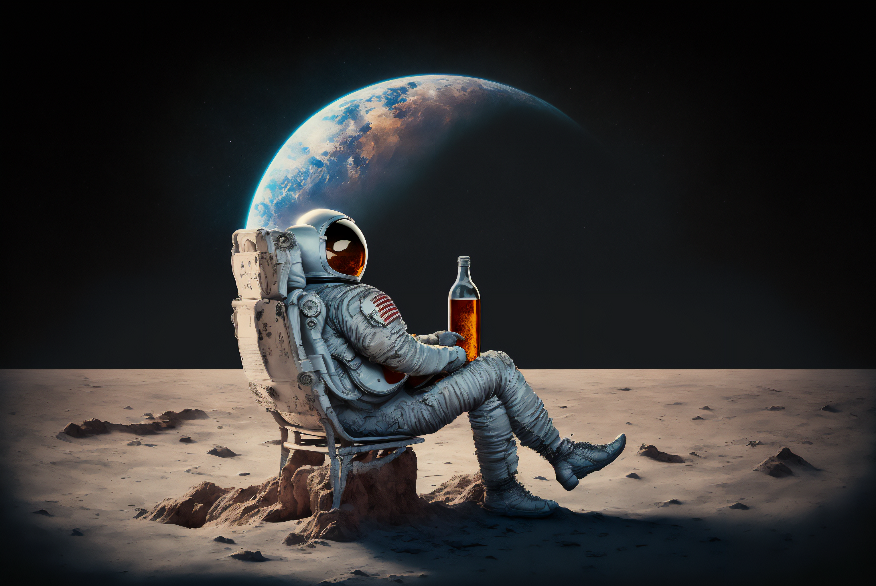Ai Art Astronaut Spacesuit Moon Beer Chill Out Space 3060x2048