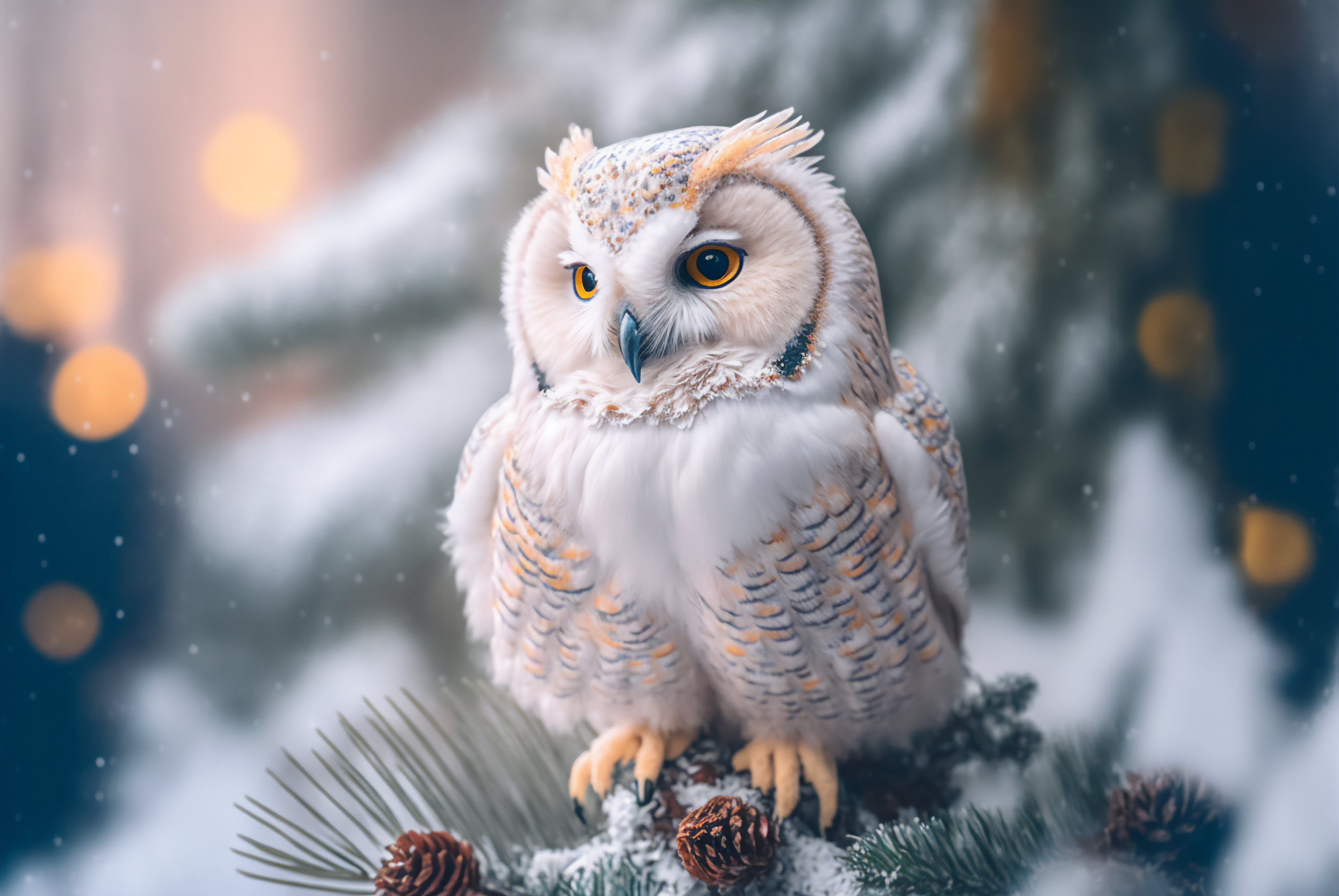 Ai Art Owl Winter Snow Animals 3060x2048