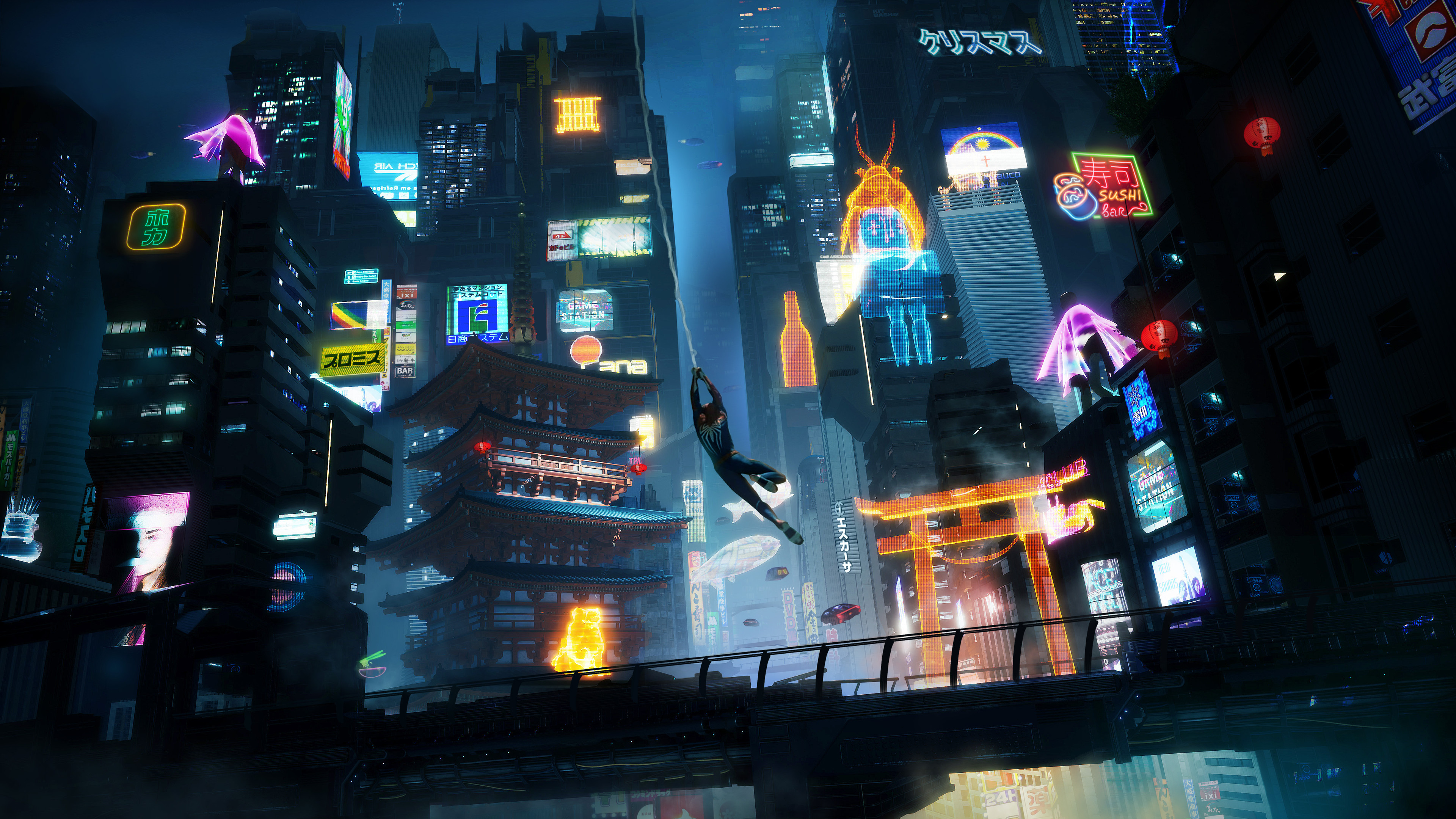 Digital Art Artwork Illustration Spider Man Concept Art Marvel Comics Unreal Engine 5 City Cityscape 3840x2160