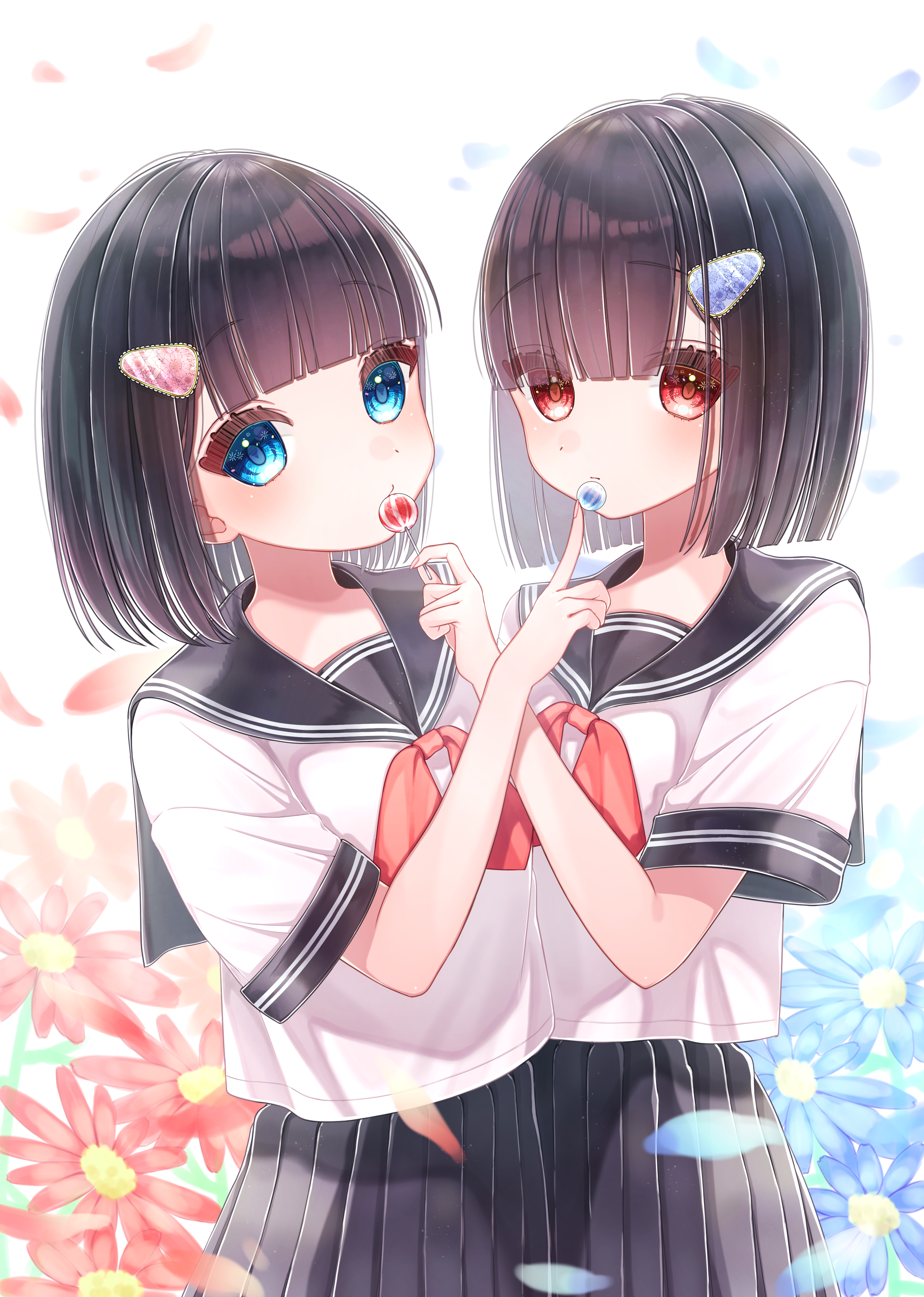 Anime Anime Girls Original Characters Twins Artwork Digital Art Fan Art 2976x4175