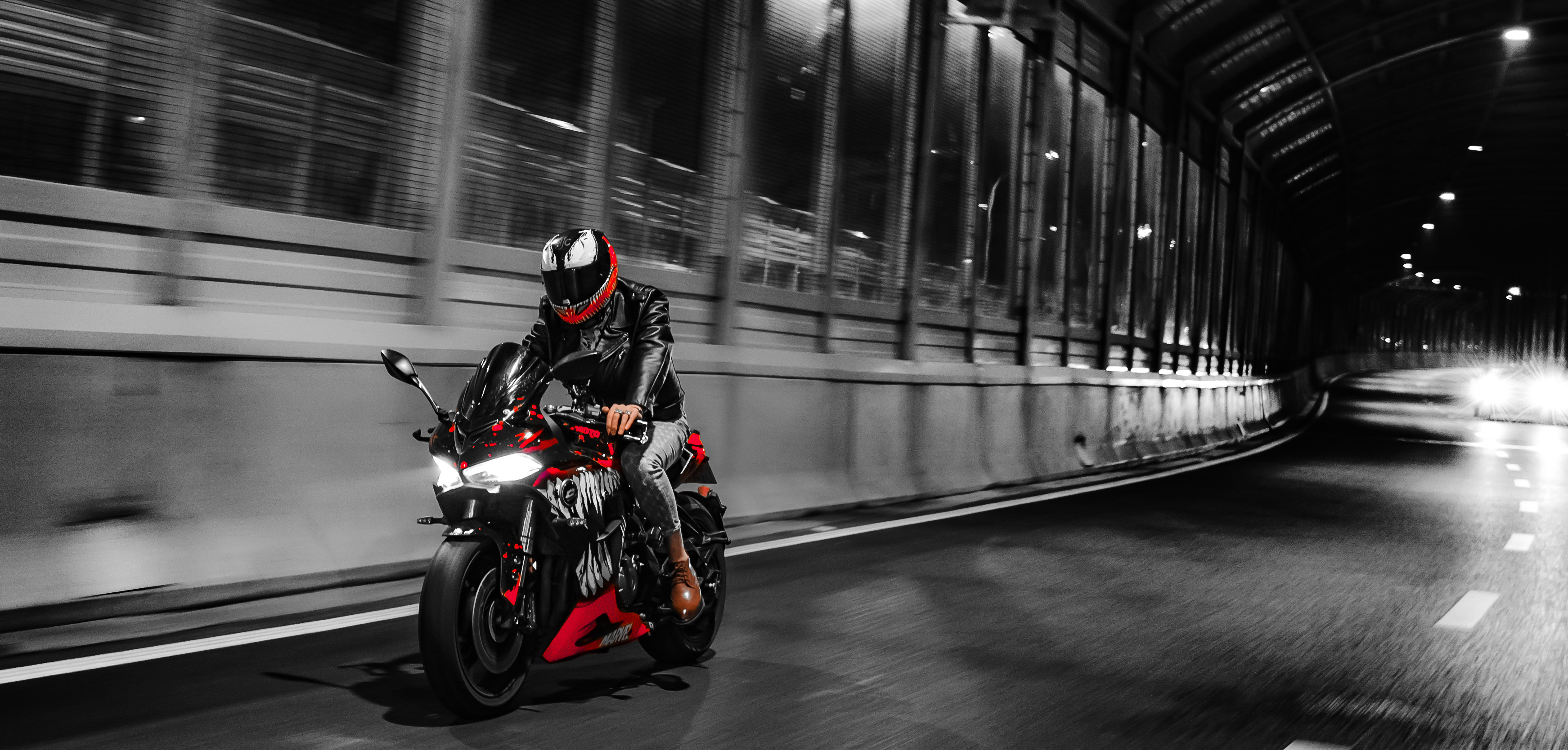 Motorcycle Motorbike Helmet Selective Coloring 3485x1669