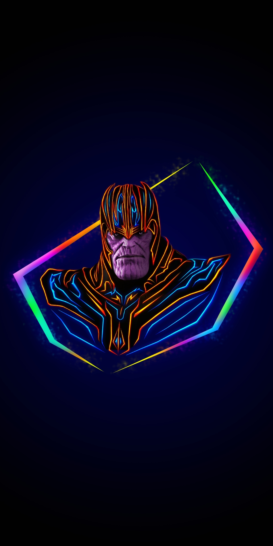 Marvel Comics Marvel Cinematic Universe Portrait Portrait Display Neon Thanos Villains Minimalism Si 950x1900