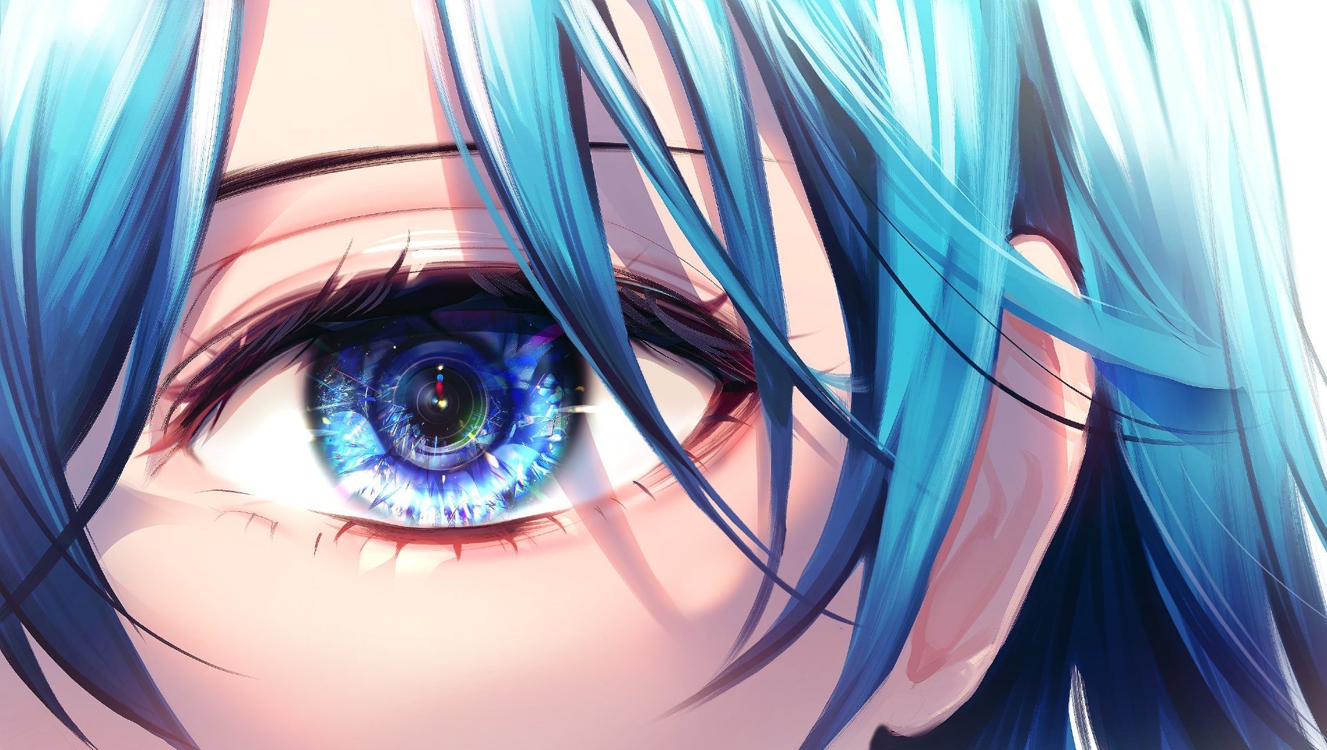 11 Eyes EYE Divine Cybermancy 5 Eyes Anime Girls Blue Hair Blue Eyes 1910x1080
