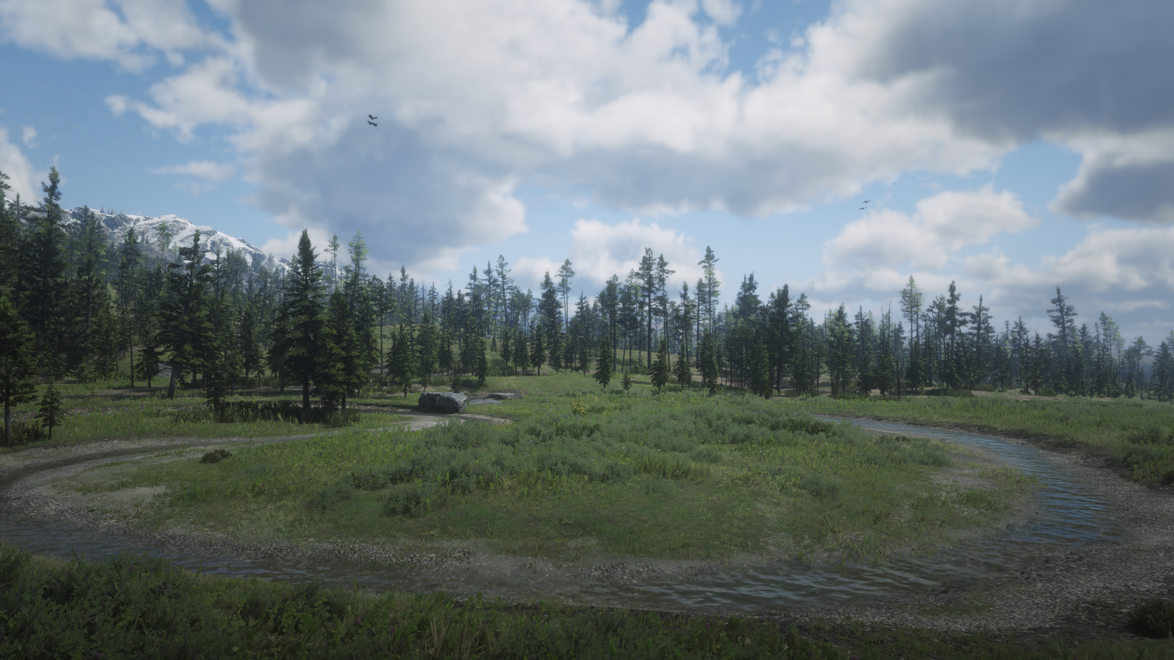 Red Dead Redemption 2 Nature Landscape Video Games Trees Sky Clouds Simple Background Grass 3840x2160