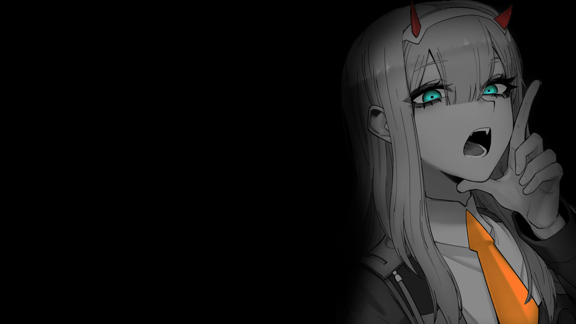 Black Background Dark Background Simple Background Anime Girls Selective Coloring Zero Two Darling I 1920x1080