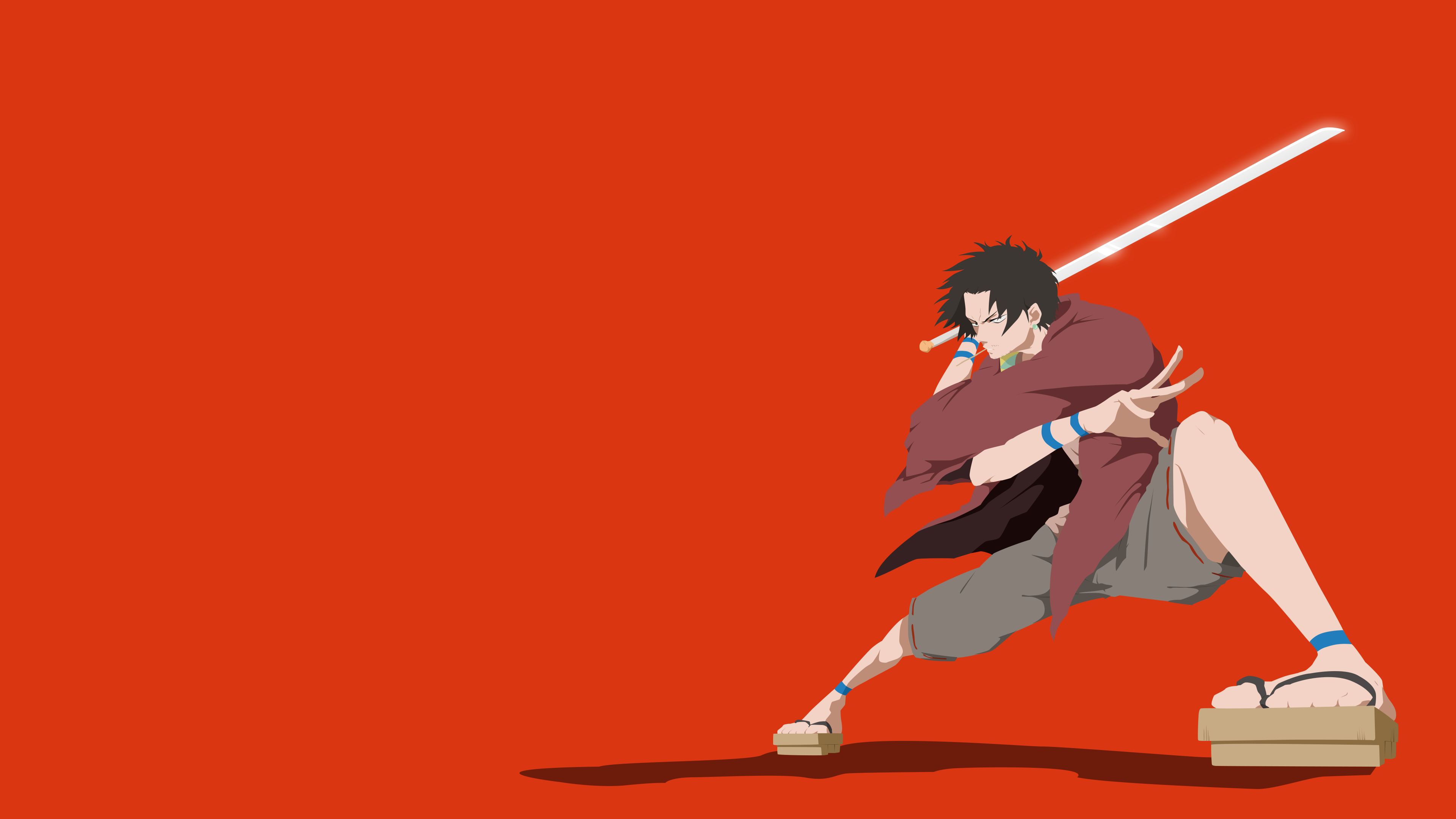 Samurai Samurai Champloo Katana Red Minimalism Simple Background Red Background Anime Anime Boys Blu 3840x2160