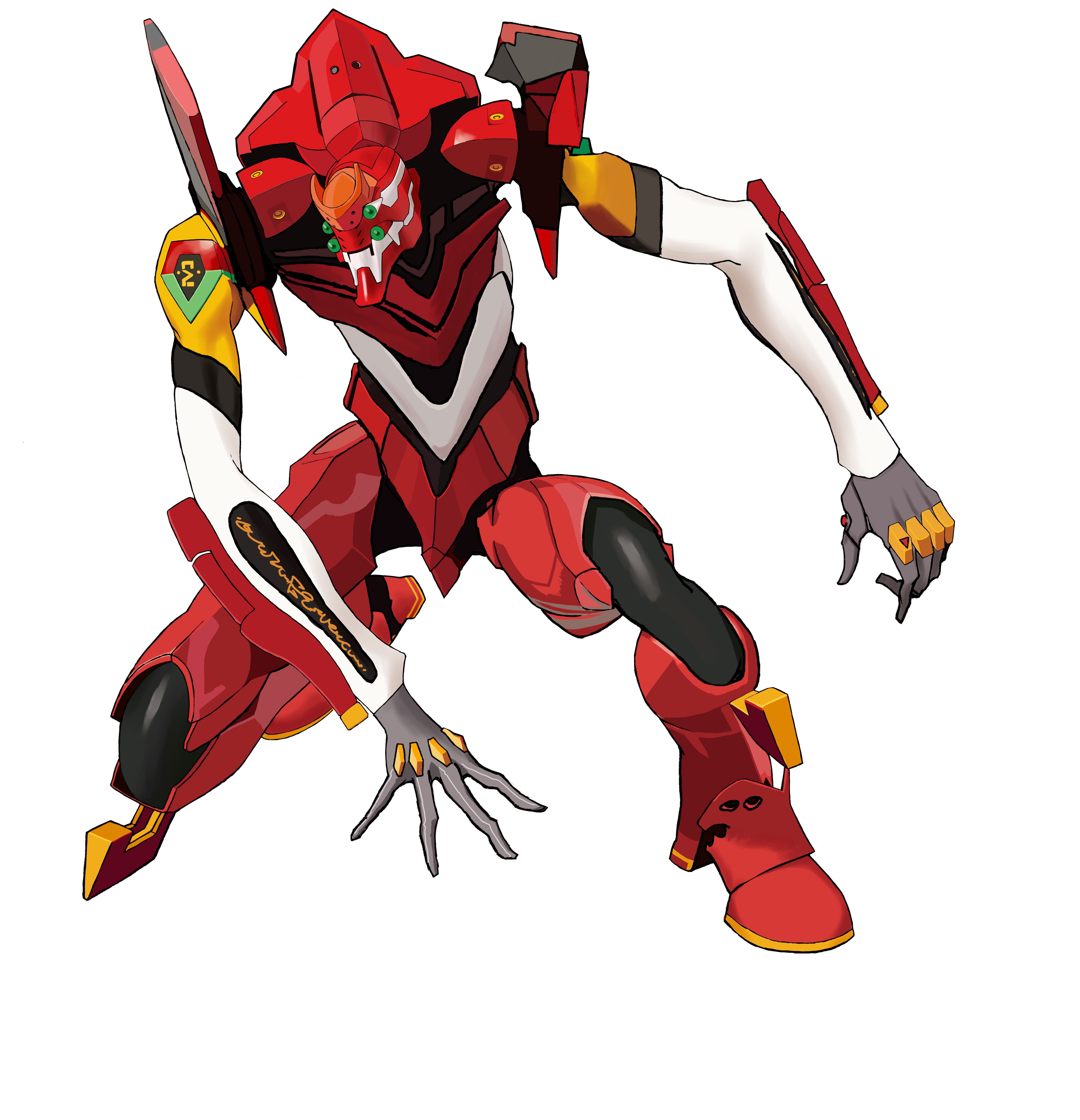 Anime Mechs Super Robot Taisen EVA Unit 02 Neon Genesis Evangelion Artwork Digital Art Fan Art Simpl 5400x5600