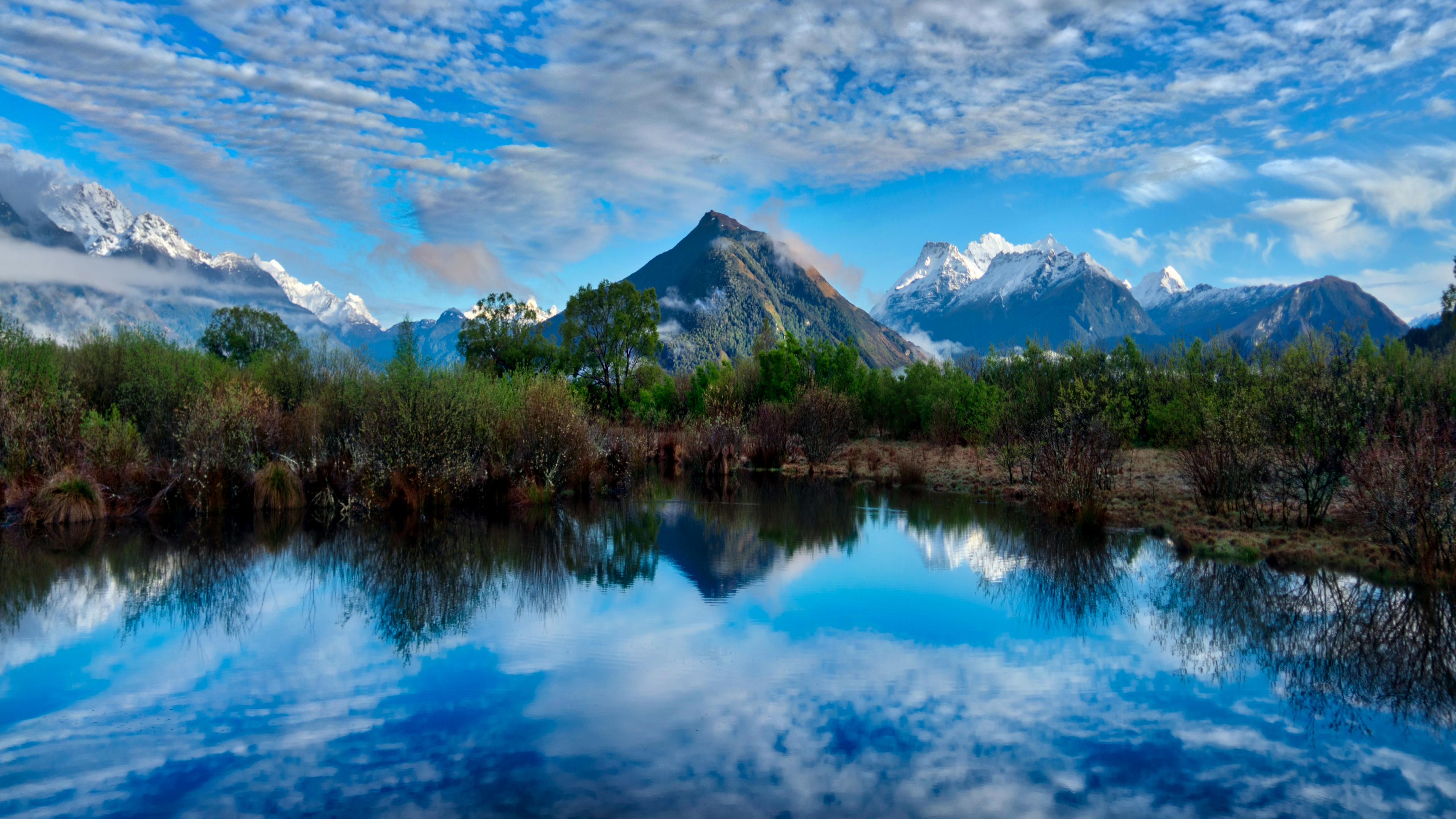 Trey Ratcliff Photography Landscape New Zealand Mountains Water Lake Trees Mountain Chain Snow Sky C 3840x2160