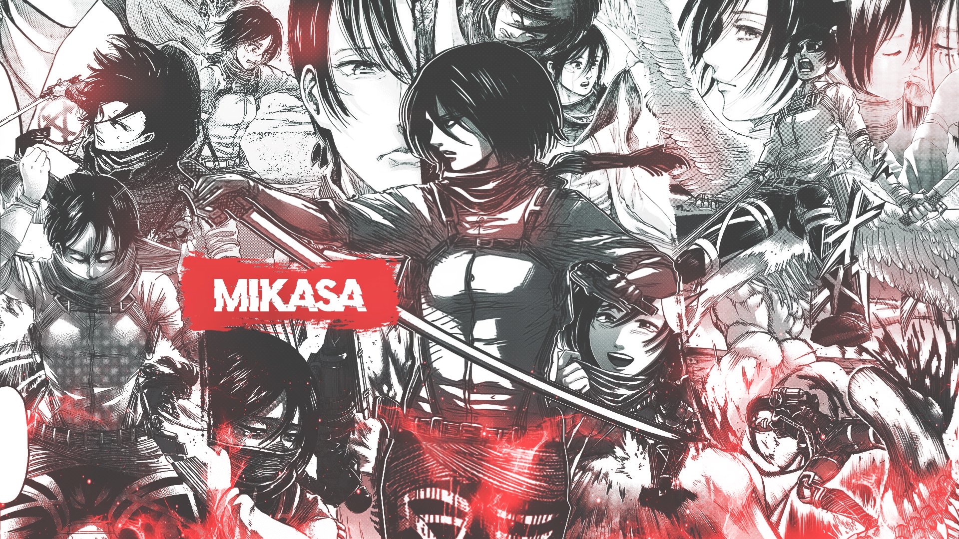 Manga Collage Anime Girls Shingeki No Kyojin Mikasa Ackerman 1920x1080
