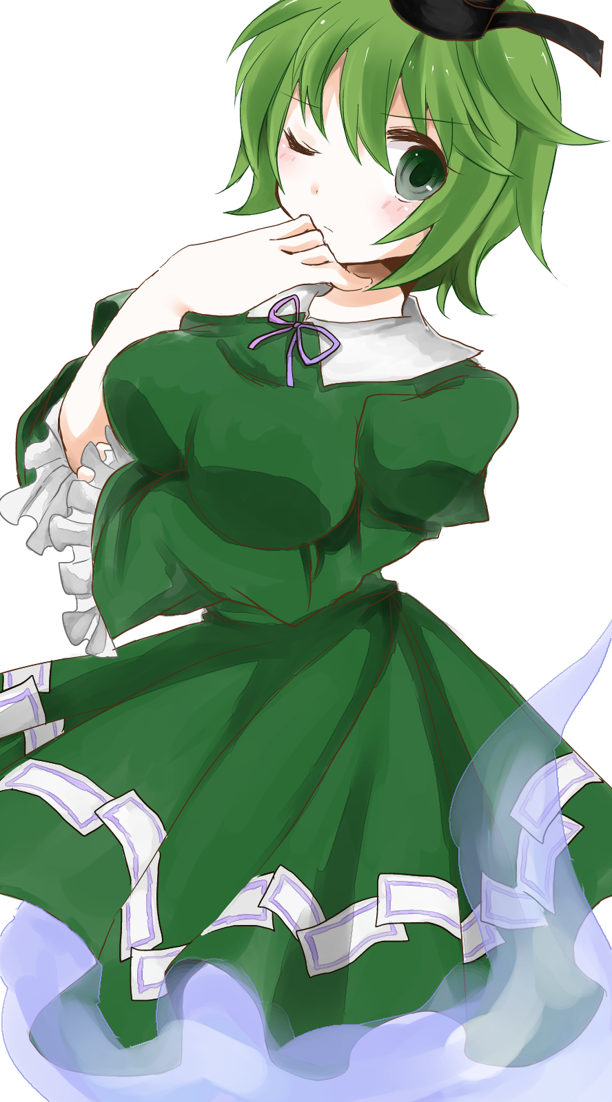 Soga No Tojiko Touhou Anime Anime Girls Short Hair Green Hair Artwork Fan Art 888x1600