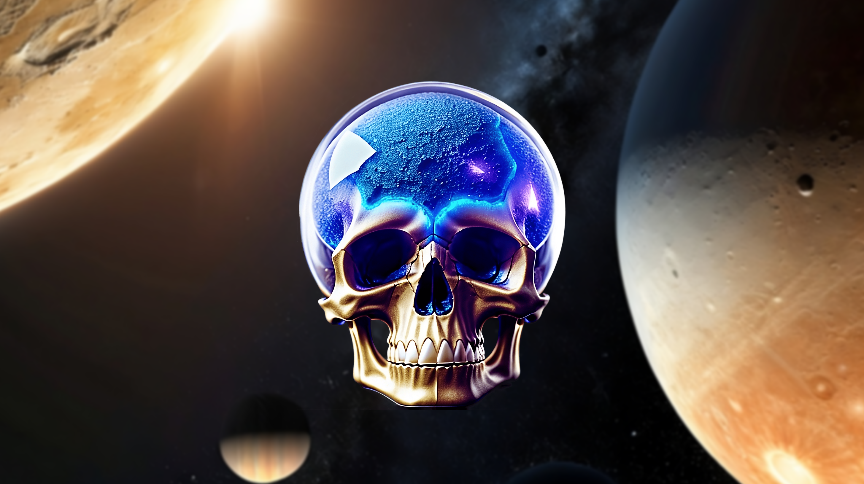 Skull Space Geode Simple Background Planet Minimalism 2912x1632