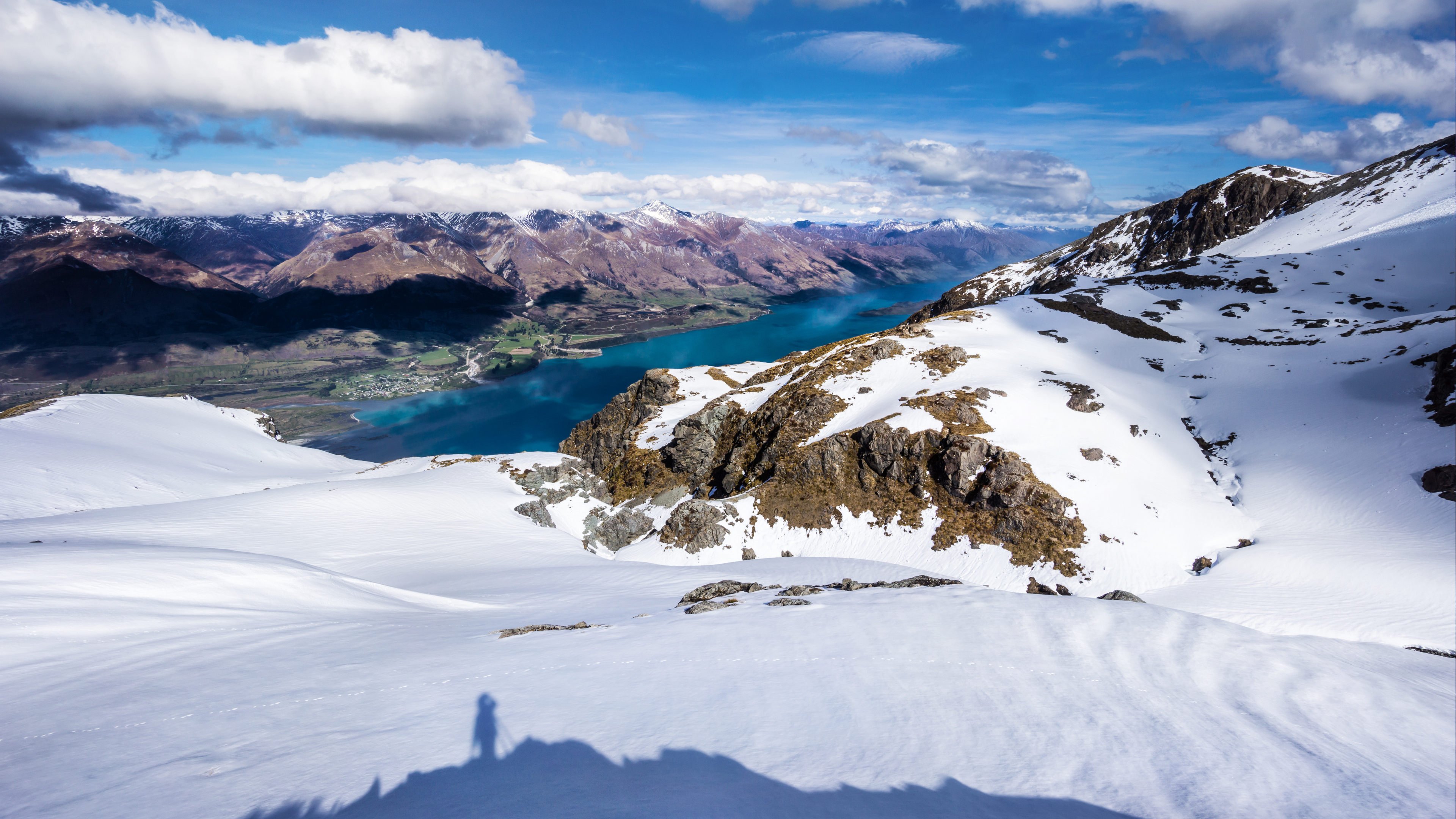 Landscape 4K Queenstown New Zealand Snow Nature Mountains Clouds Water 3840x2160