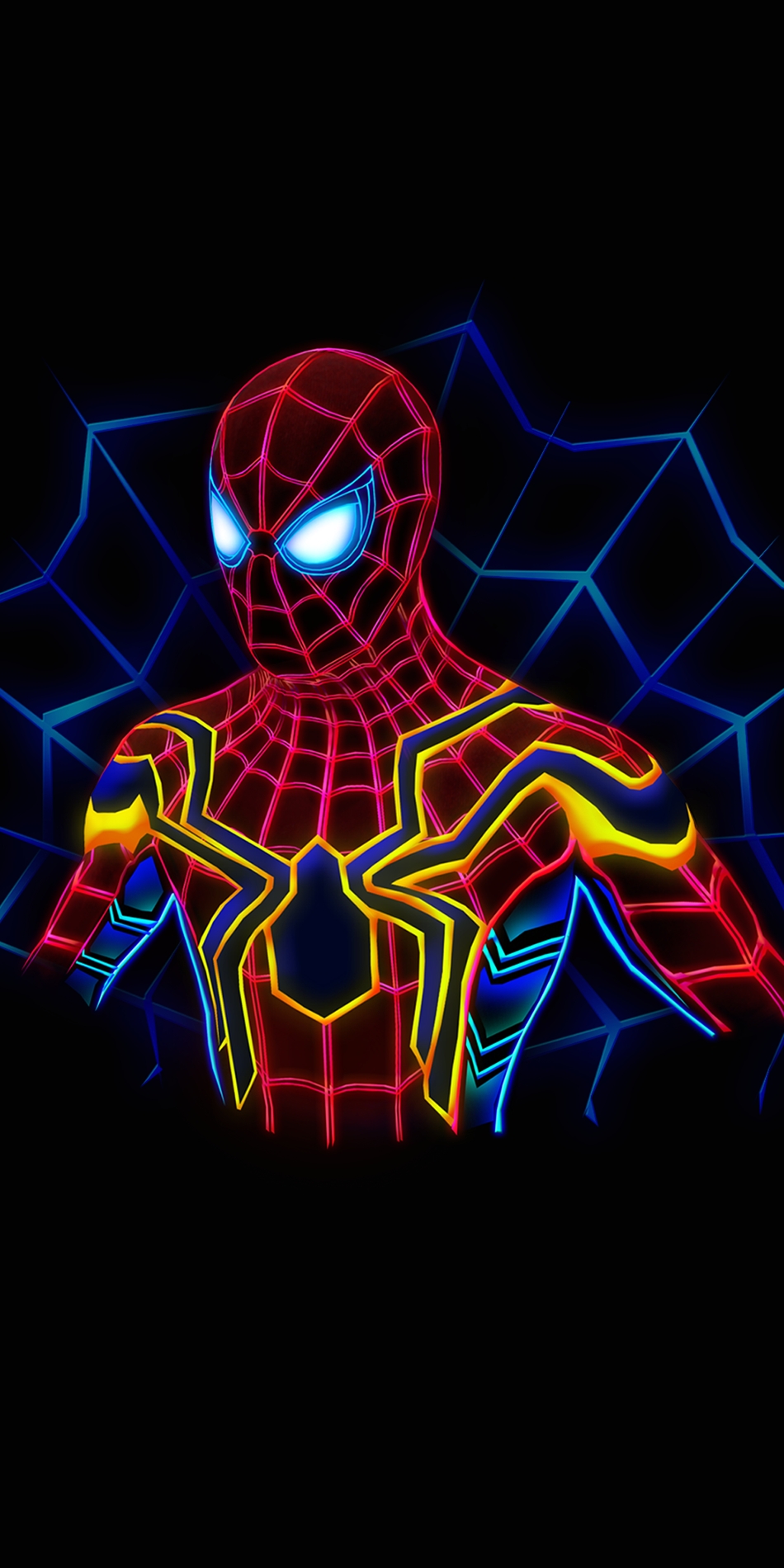 Marvel Cinematic Universe Marvel Comics Spider Man Neon Portrait Display Simple Background Bodysuit  950x1900