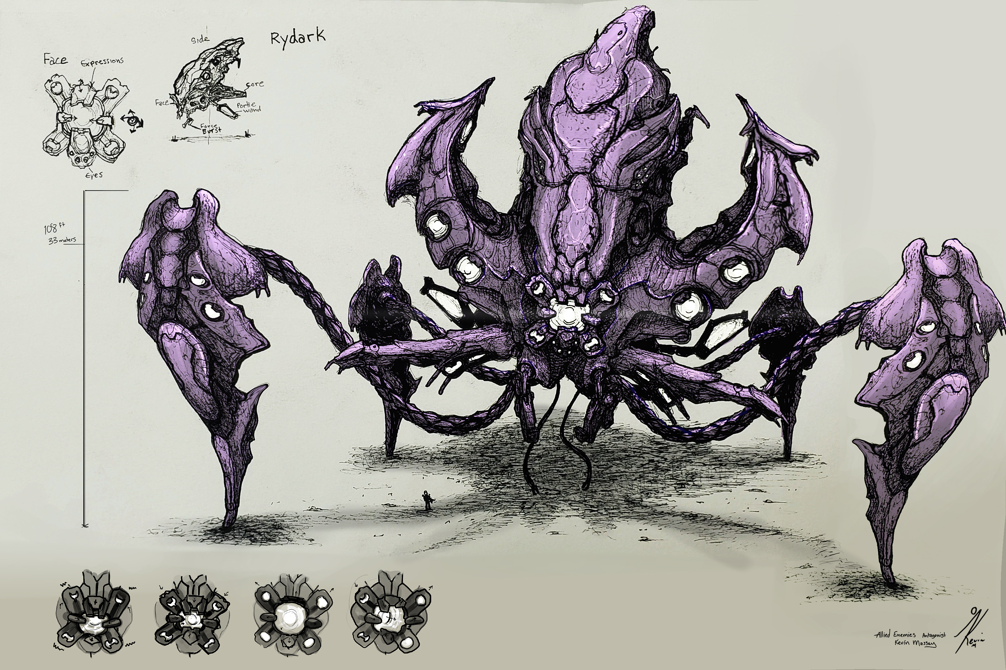 Science Fiction Concept Art Alien Creature Antagonist Machine Blueprints Character Design Digital Ar 3240x2160