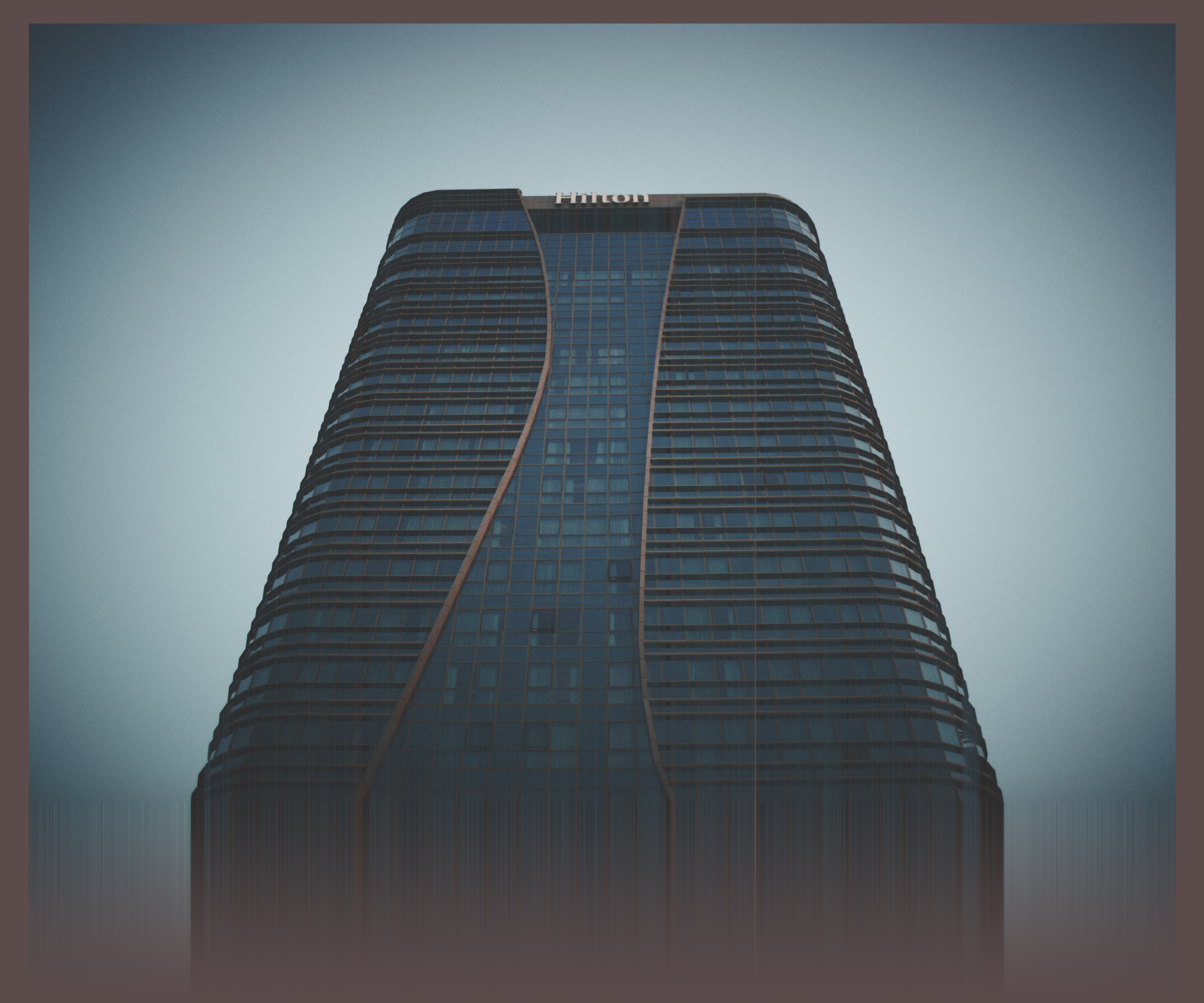Hotel Building Skyscraper Teal Glitch Art Photoshopped Photography Noise 4200x3500