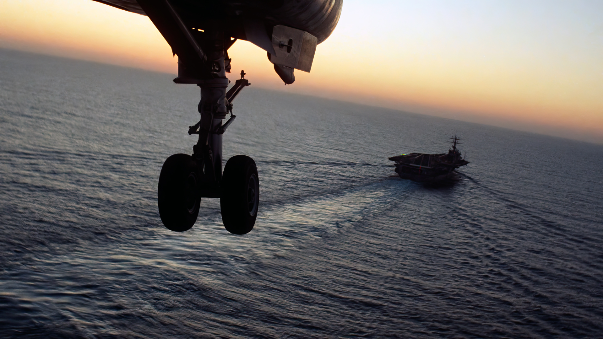 Top Gun Movies Film Stills Sky Sea Aircraft Aircraft Carrier Water Sunset Glow 1920x1080
