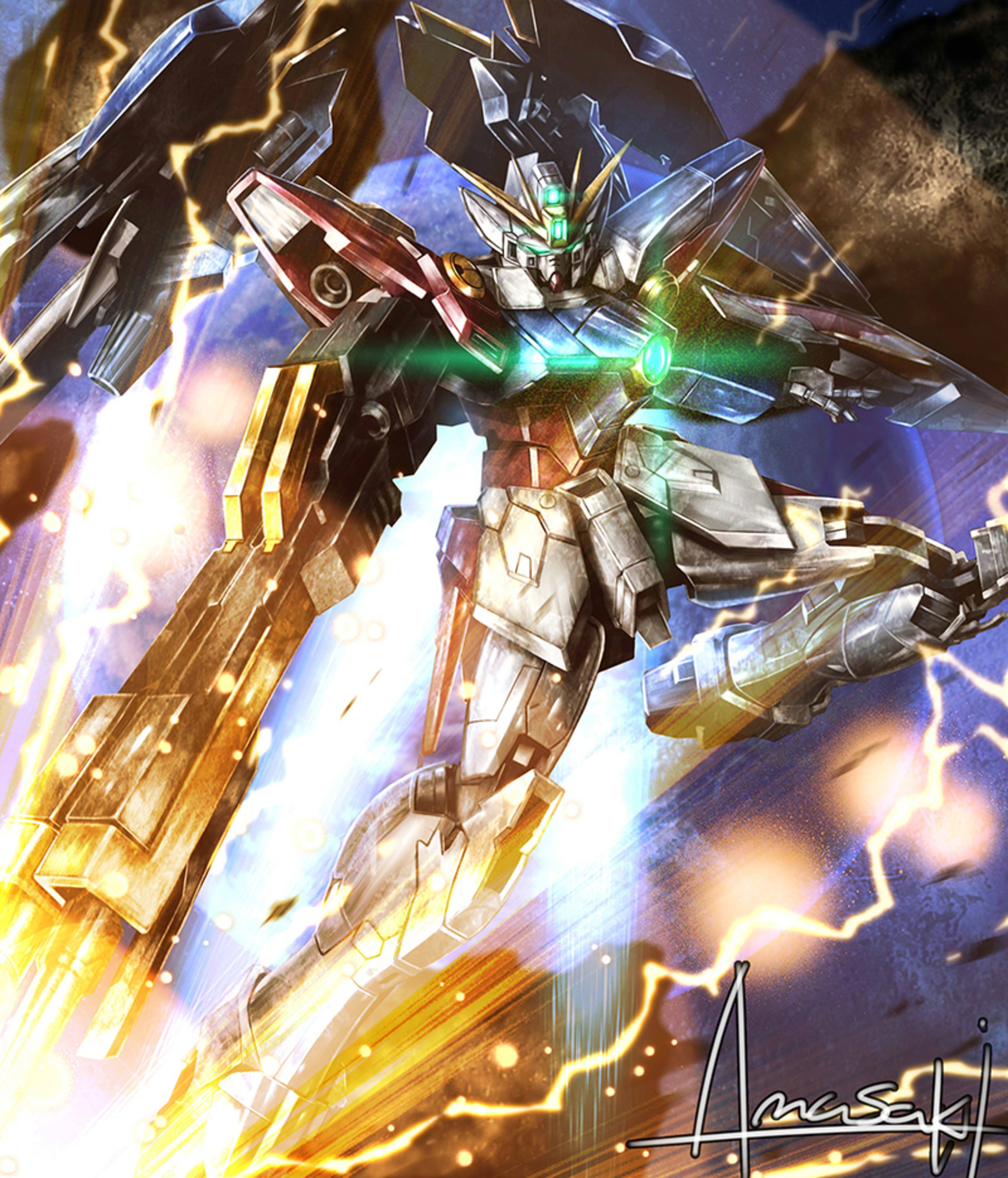Anime Mechs Gundam Mobile Suit Gundam Wing Super Robot Taisen Wing Gundam Zero Artwork Digital Art F 1600x1870