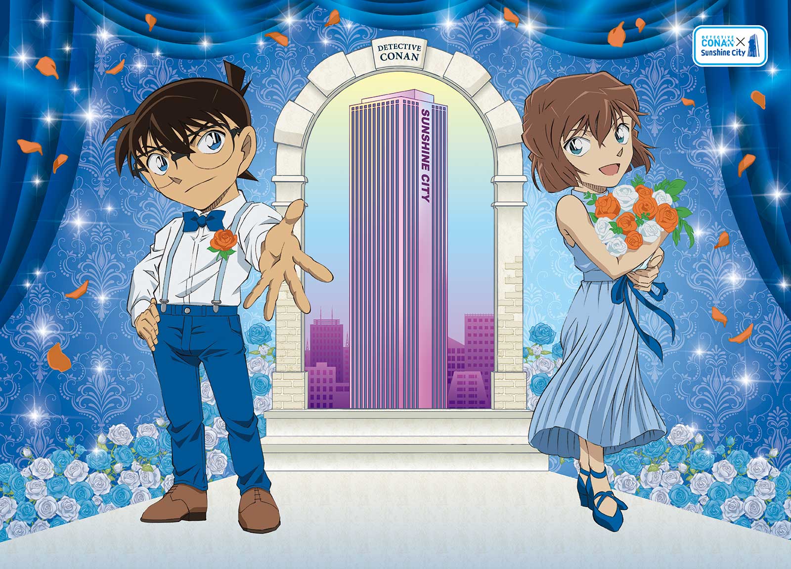 Anime Girls Anime Boys Dress Flowers Glasses Looking At Viewer Detective Conan Petals 1600x1150