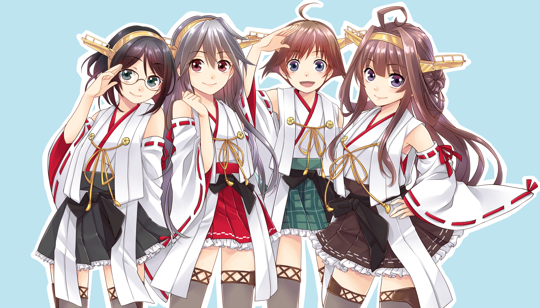 Anime Anime Girls Group Of Women Kantai Collection Kongou KanColle Hiei KanColle Haruna KanColle Kir 1750x1000