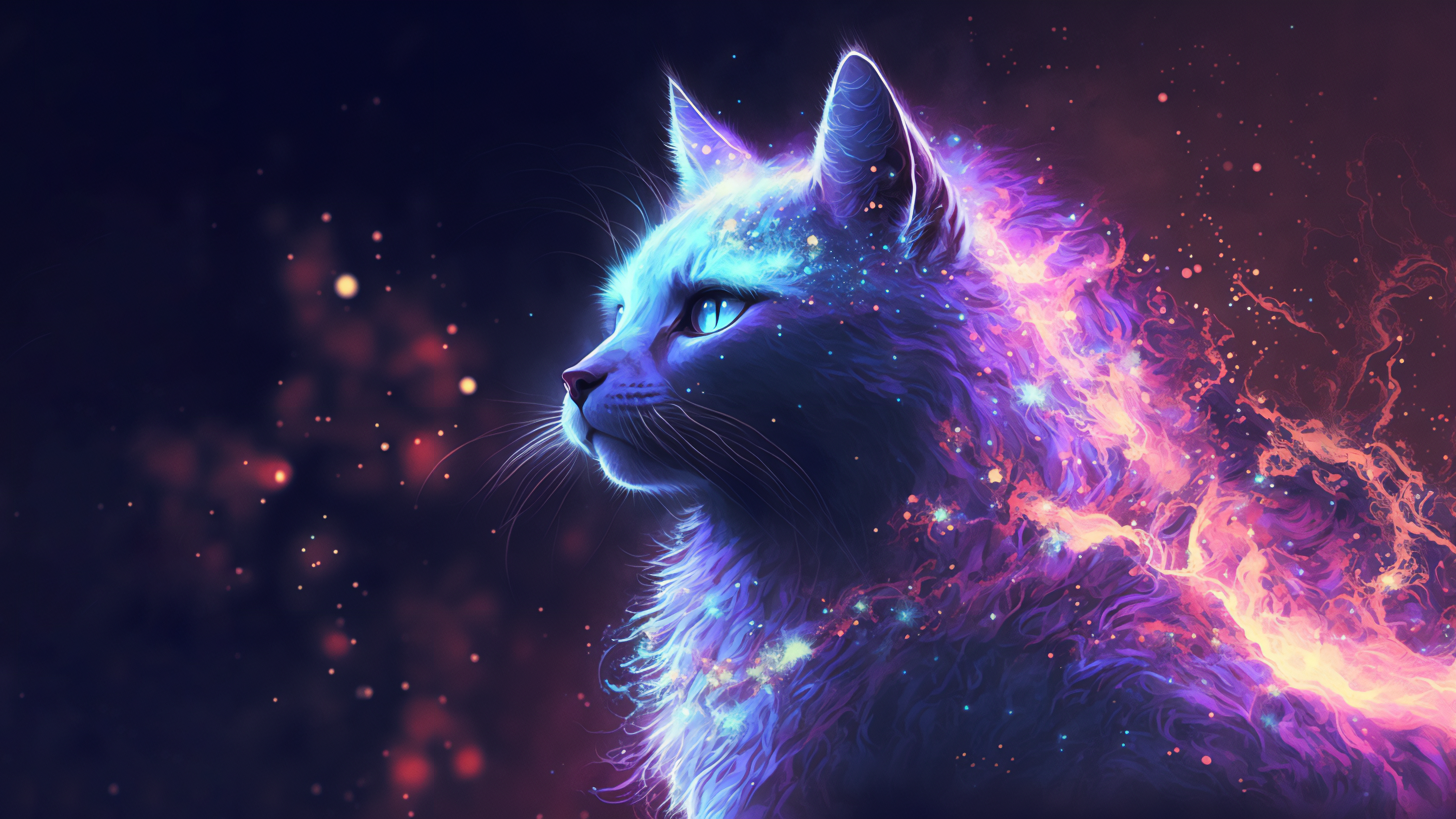 Ai Art Illustration Cats Space Universe Nebula Minimalism Stars 3641x2048