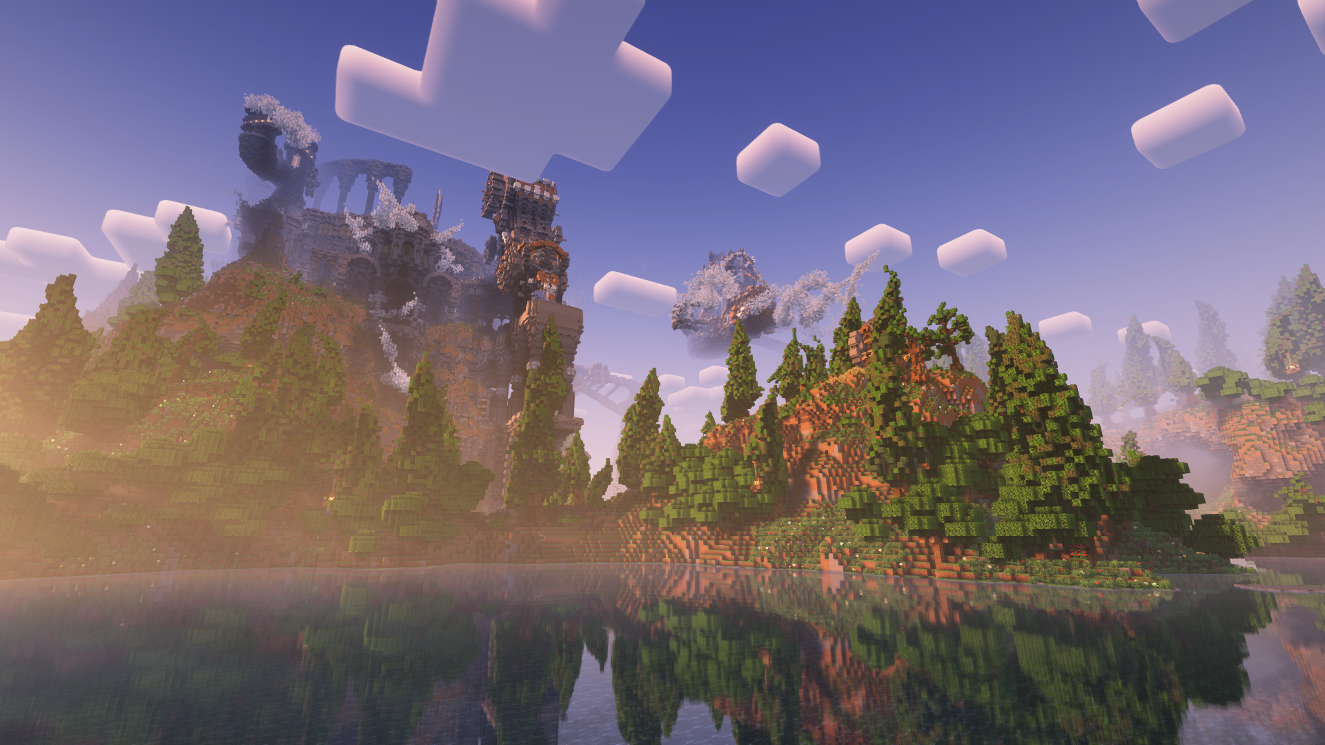 Minecraft Shaders Video Games Water Reflection 1920x1080