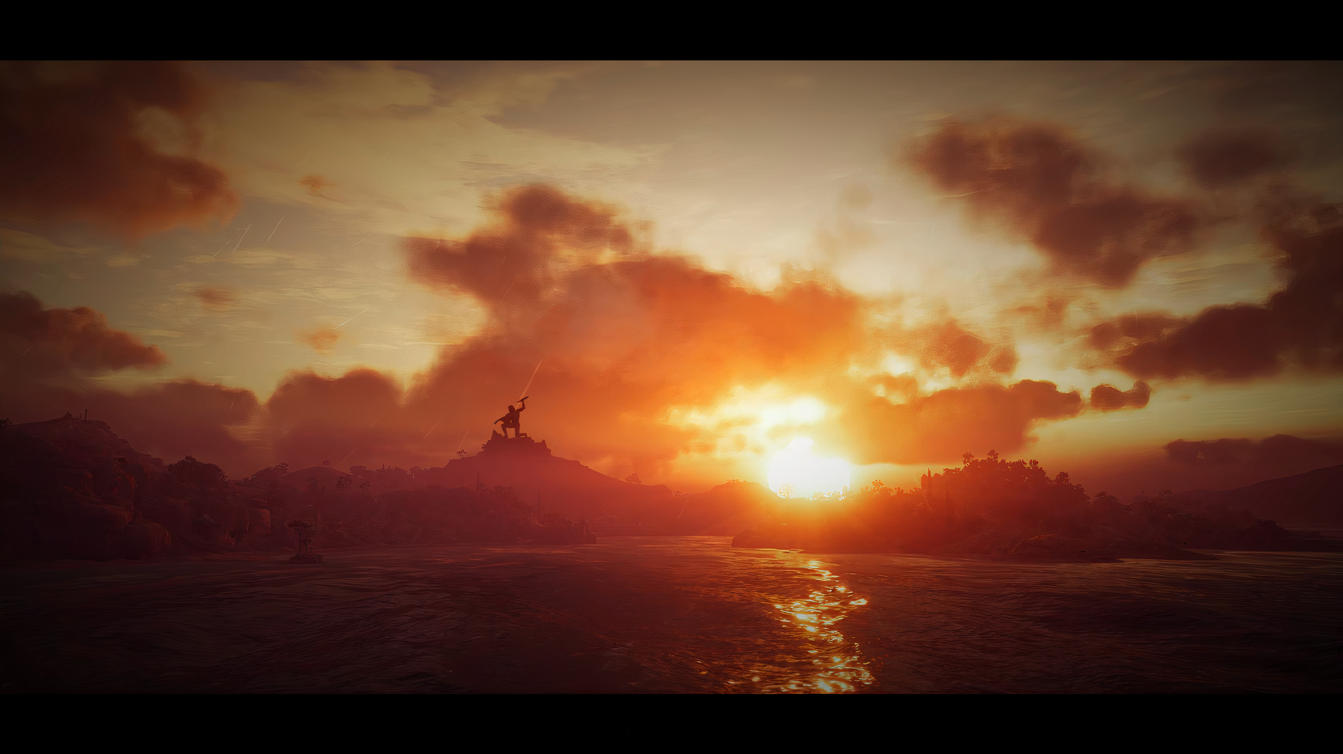 Orange Sea Island Assassins Creed Assassins Creed Odyssey Video Game Art Sunset 2730x1534