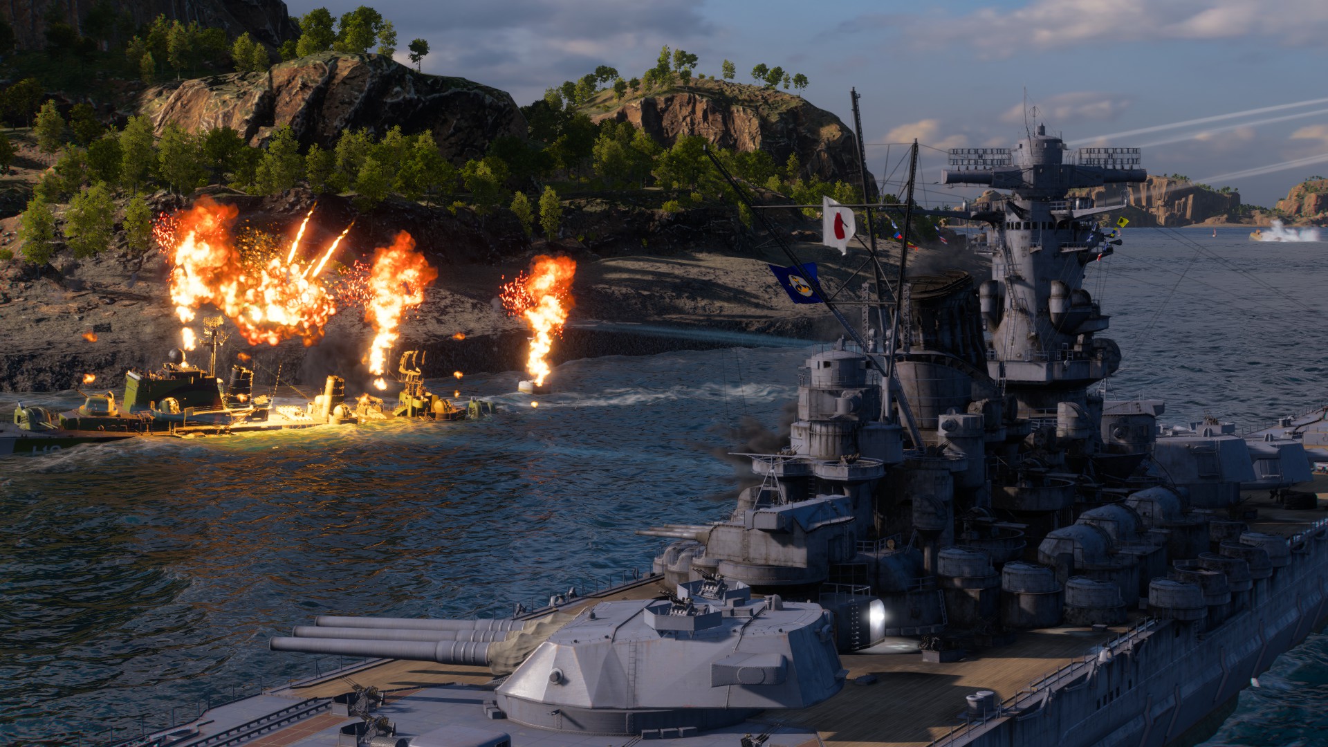 Battleship Game Yamato Ship World Of Warships Video Games Water Sky Clouds CGi Ship Military Vehicle 1920x1080