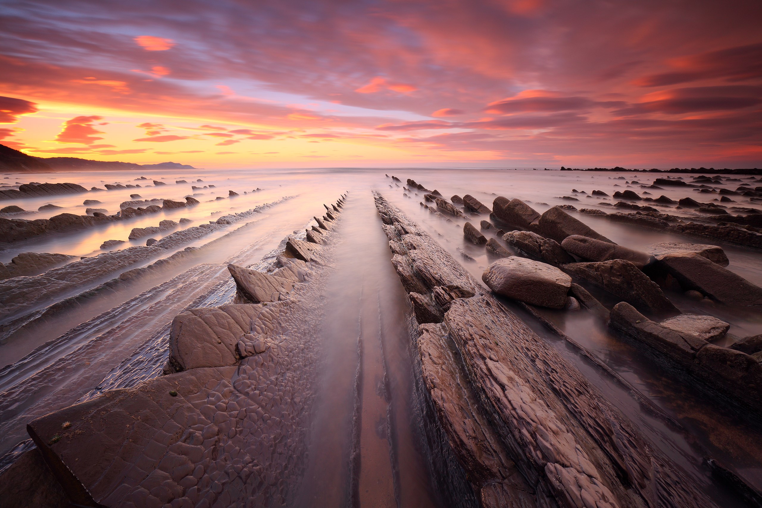 Nature Sunset Beach Rocks 2560x1708