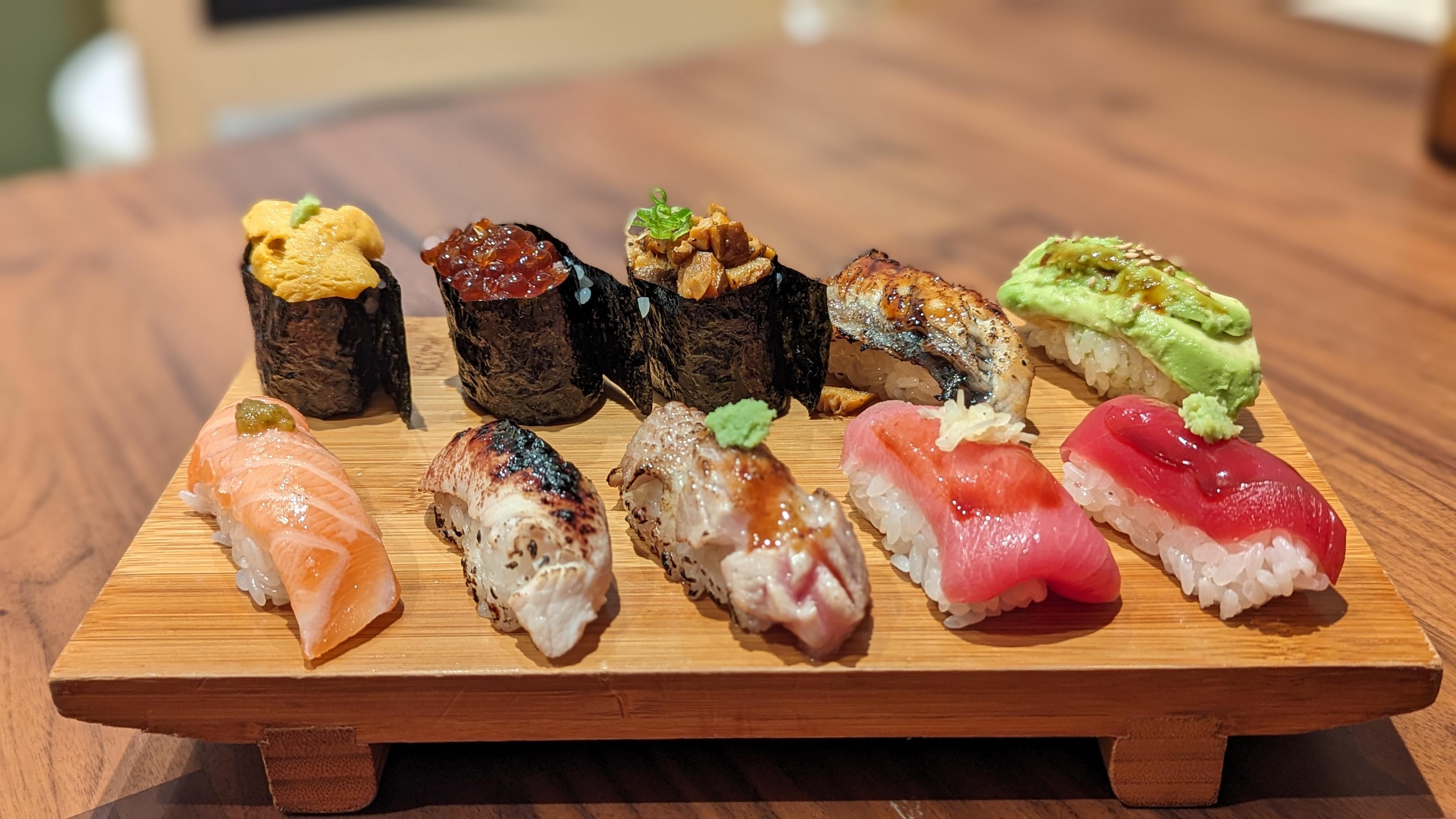 Food Japanese Sushi Rice Fish Wooden Surface 4032x2268