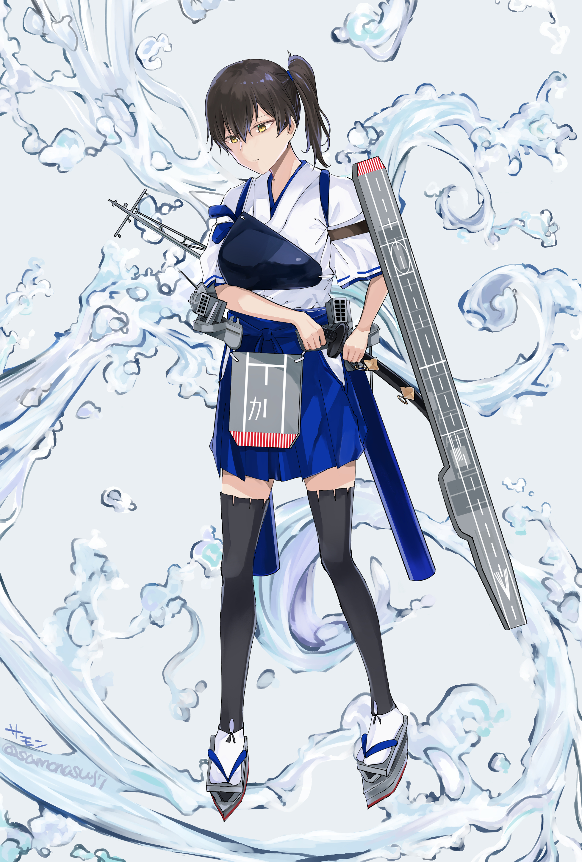 Anime Anime Girls Kantai Collection Kaga KanColle Long Sleeves Brunette Solo Artwork Digital Art Fan 1956x2898