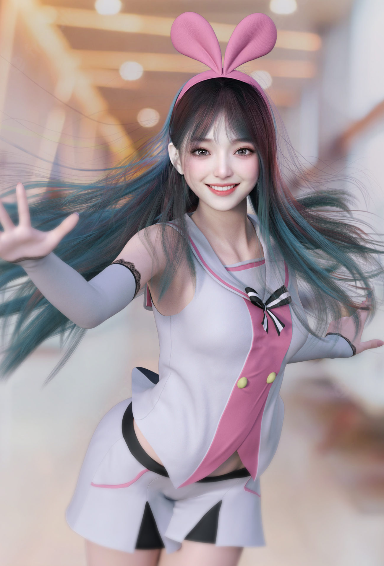 CGi Digital Art Cosplay Long Hair Yoly Asian Kizuna Ai Virtual Youtuber 1299x1917