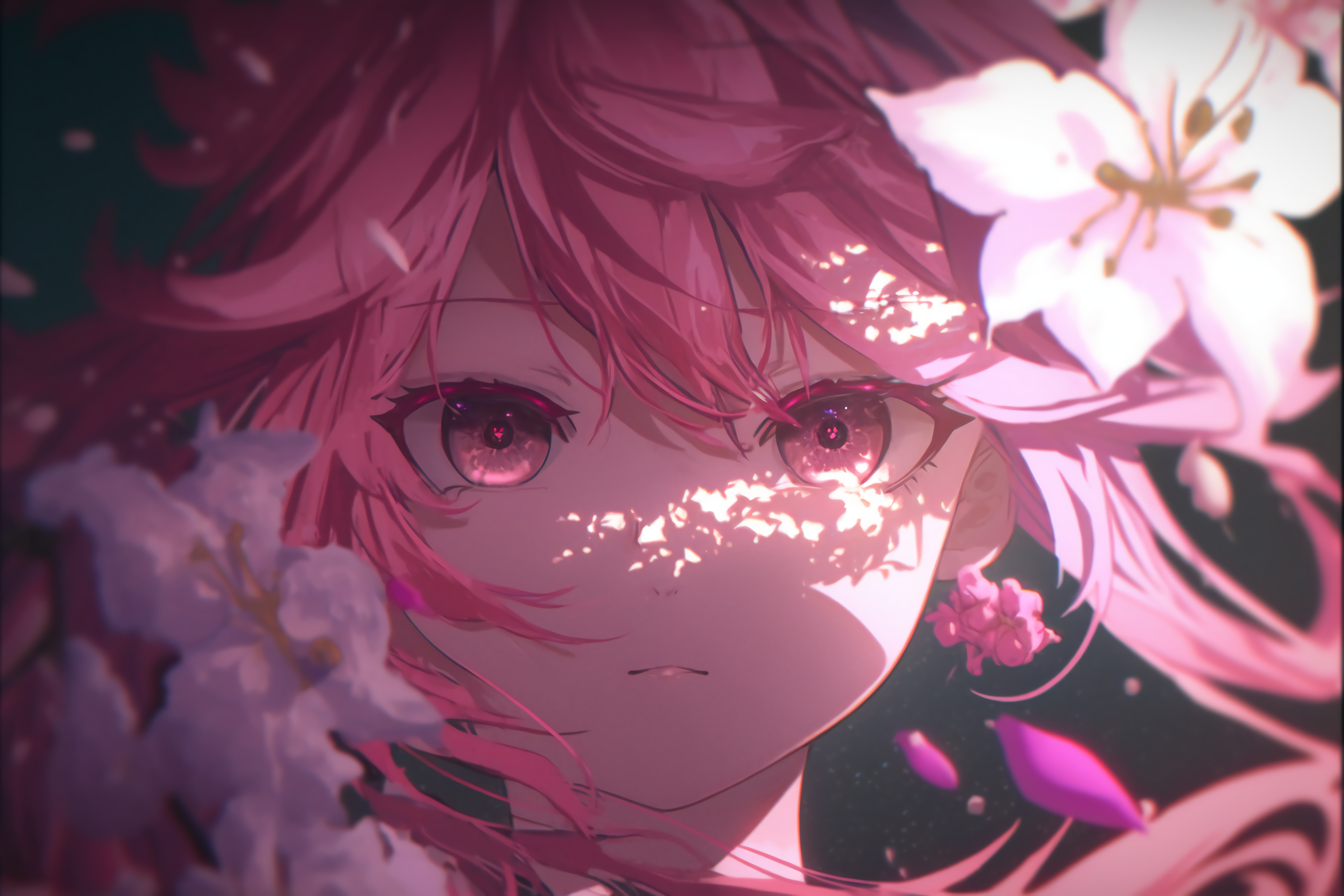 Pink hair character with flowers anime mouse mat  TenStickers