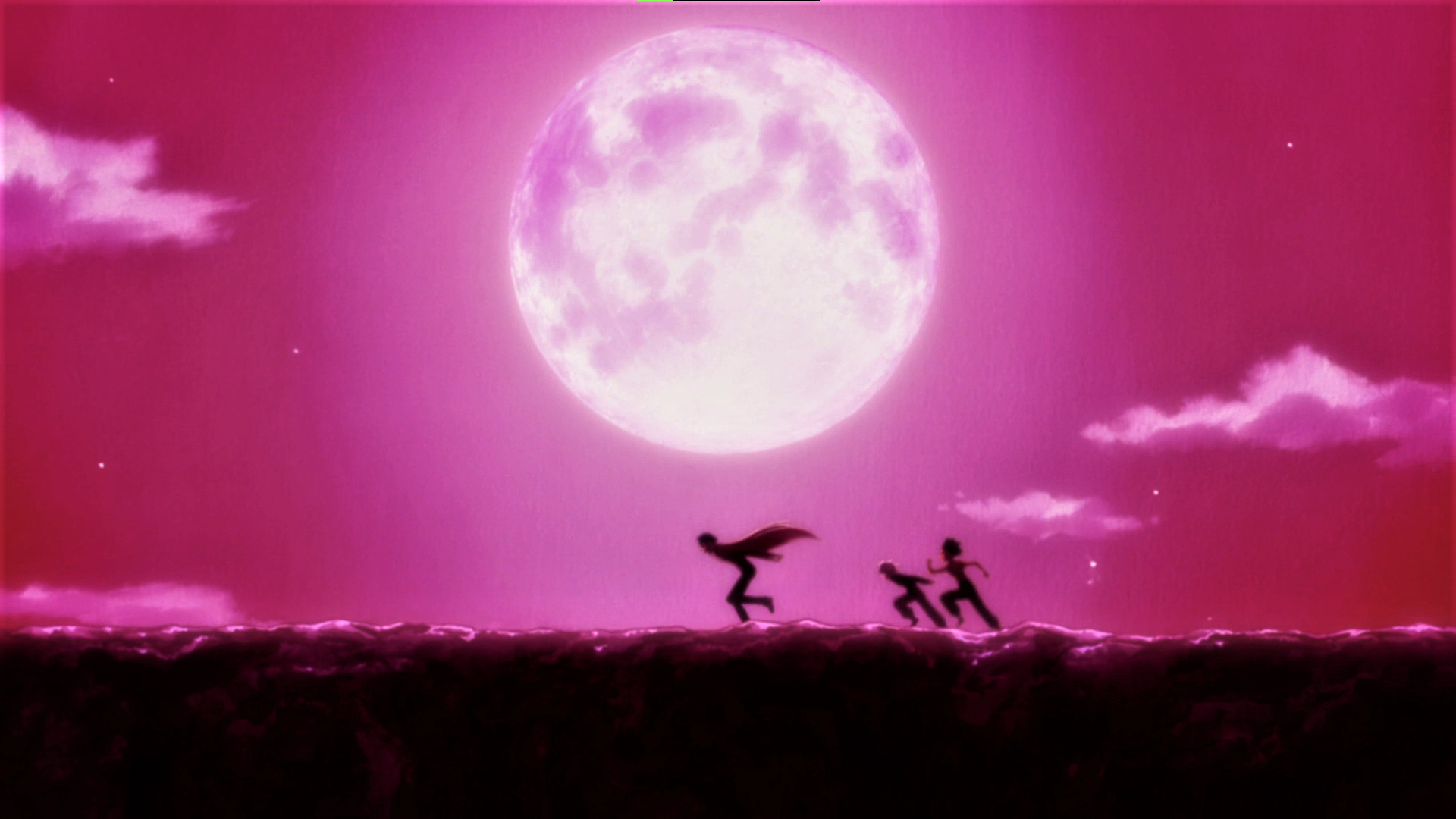 Hunter X Hunter Kite Killua Zoldyck Gon Freecss Blood Moon Moon Sky Clouds Running Anime Anime Scree 1920x1080
