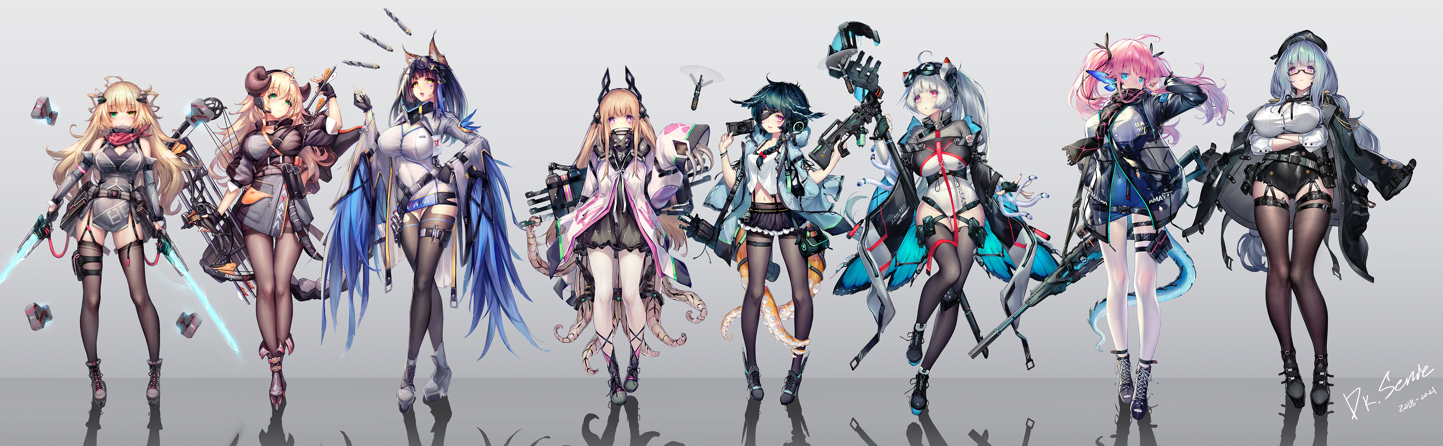 Arknights Anime Girls Anime Group Of Anime Group Of Women 4600x1424