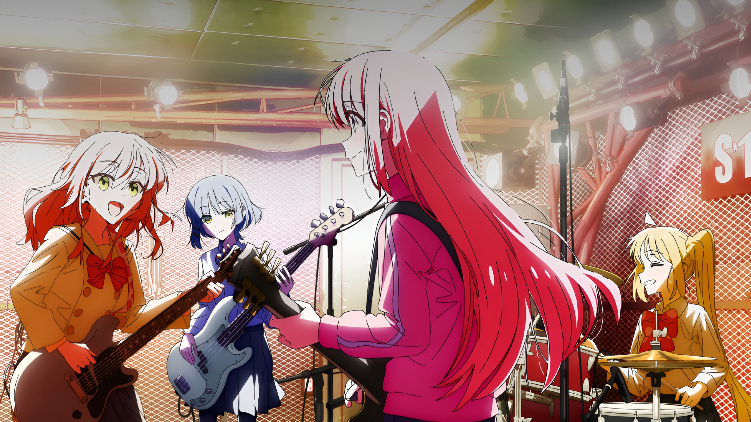 BOCCHi THE ROCK Anime Anime Girls Guitar Drums Musical Instrument 2440x1372