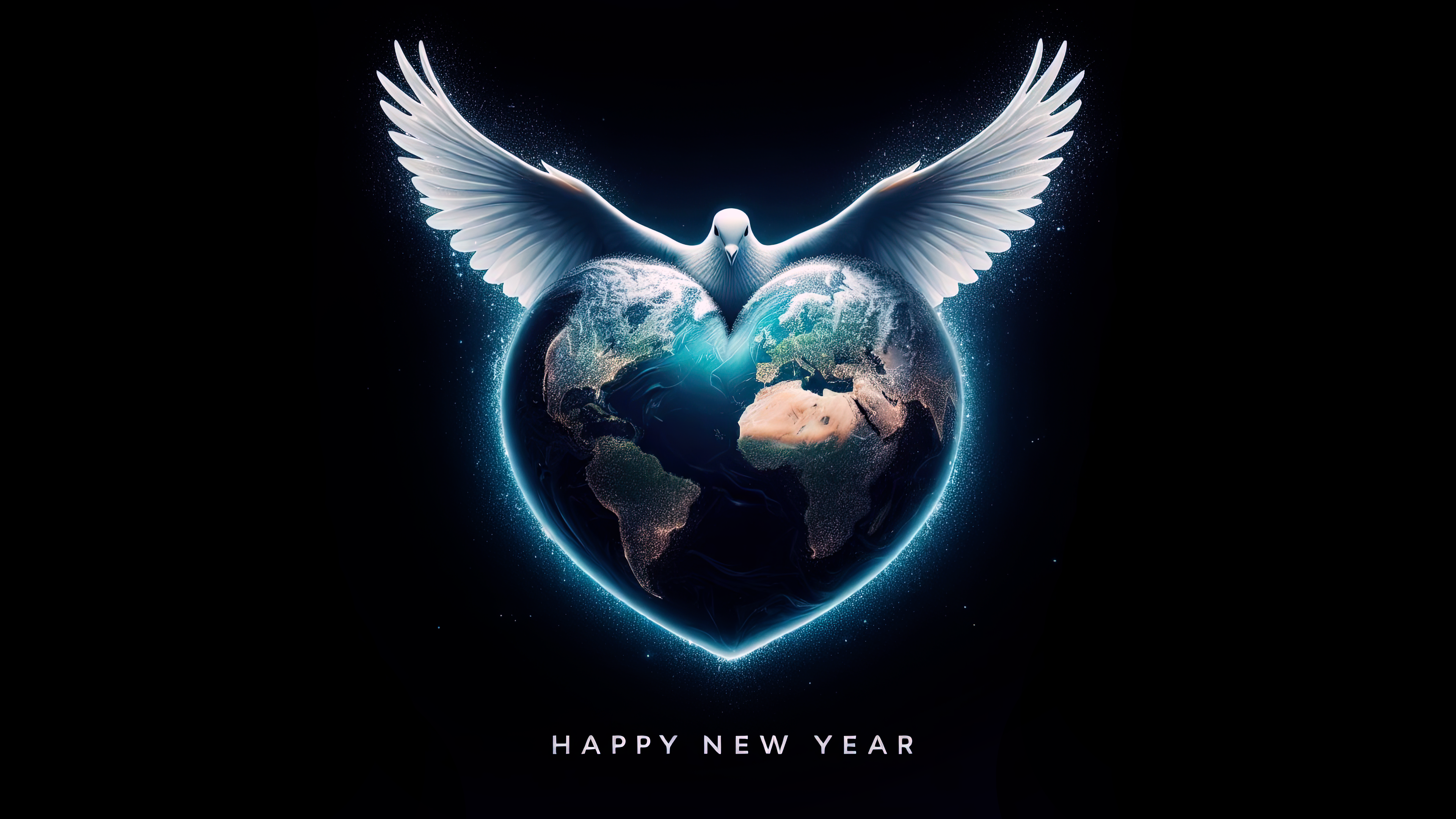Christmas New Year Black Background Simple Background Dove Earth 2024 Year 3840x2160