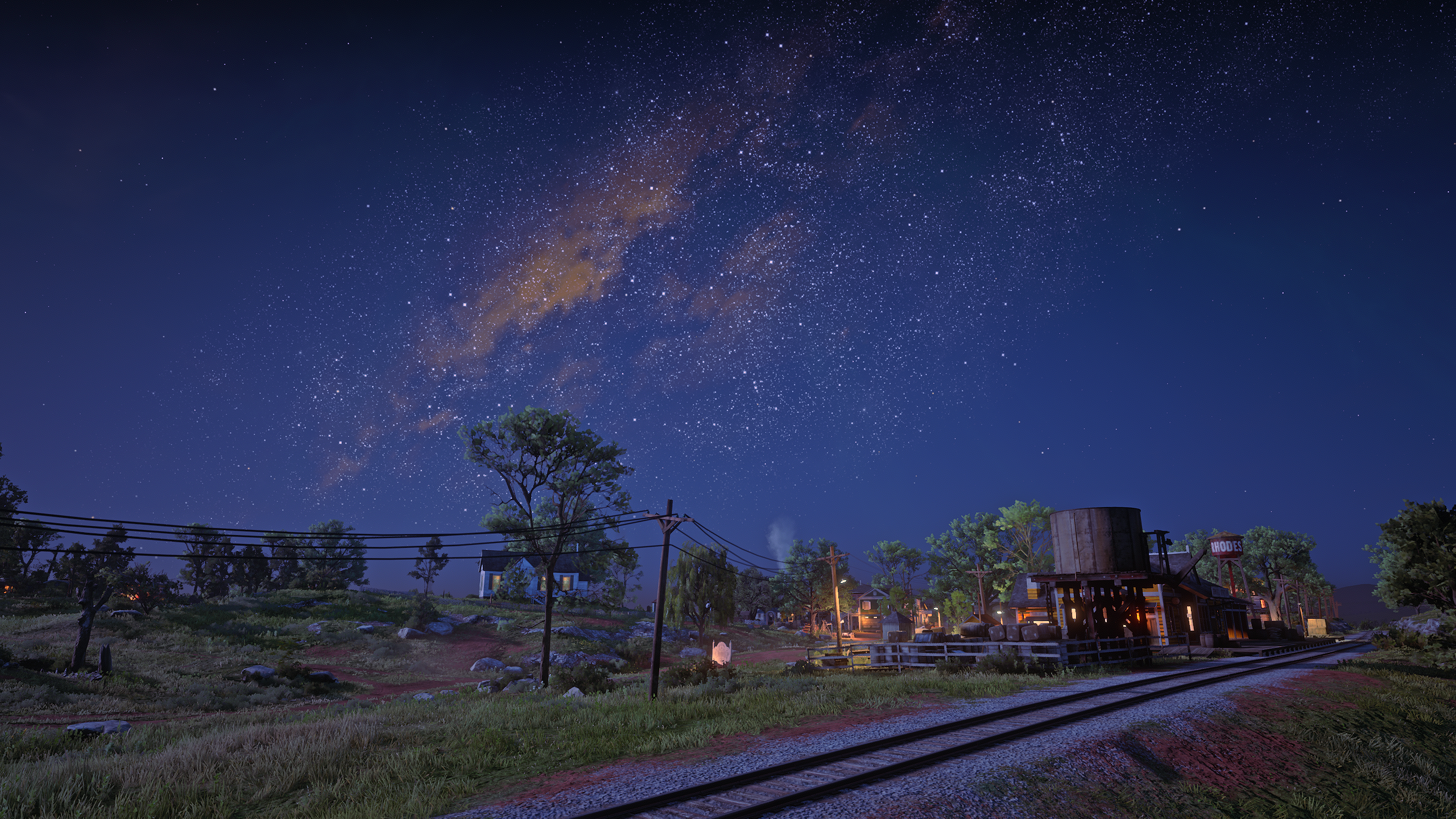 Red Dead Redemption 2 Rockstar Games Video Games Nature Landscape Night Sky Stars CGi Sky 2560x1440